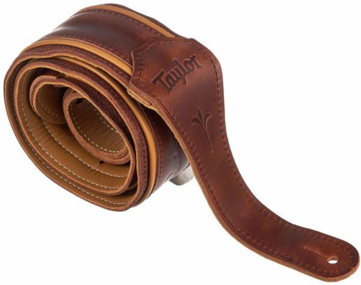 Taylor Spring Vine Strap Med Brown Leather 2.5 Inches Brown Butterscotch Trim - Gitaarriem - Main picture