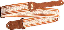 Academy 2inc. Cotton & Jacquard Leather Guitar Strap #4003-20 - White/Brown