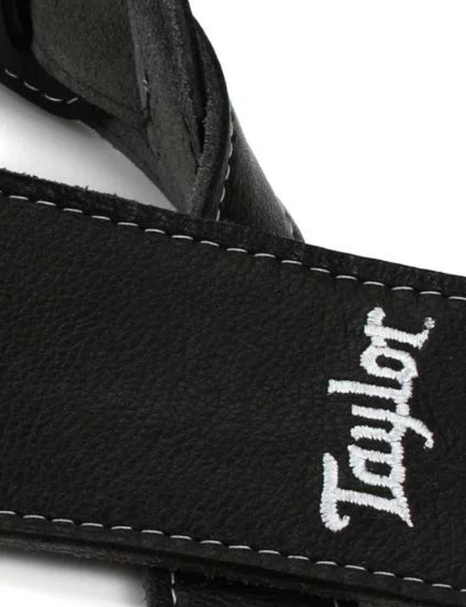Taylor Strap Black Leather Suede Back 2.5 Inches Black Leather Silver Logo - Gitaarriem - Variation 2