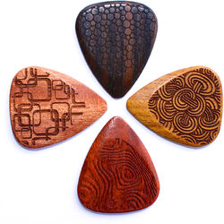 Plectrum Timber tones 4 Wood Picks Pack - Laser Grip