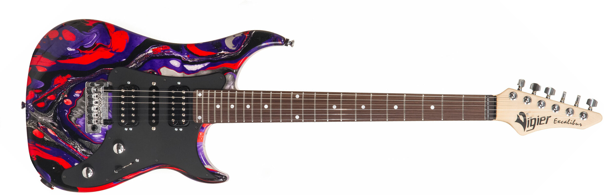 Vigier Excalibur Supraa Hsh Trem Rw - Rock Art Purple Red Black - Elektrische gitaar in Str-vorm - Main picture