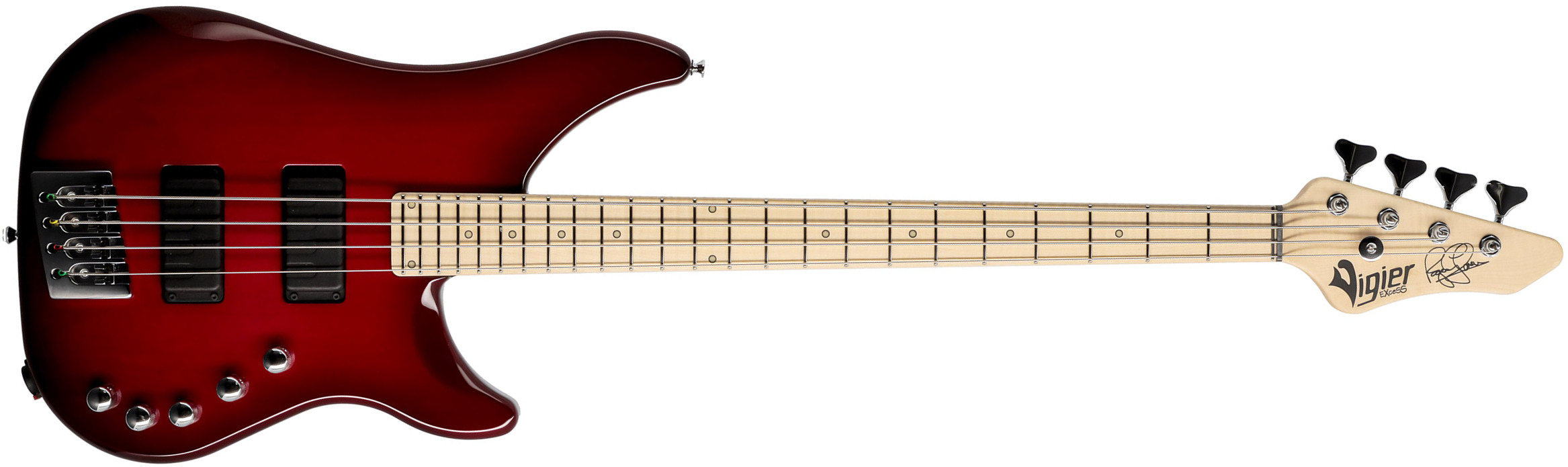 Vigier Roger Glover Excess Original Signature Active Mn - Clear Red - Solid body elektrische bas - Main picture