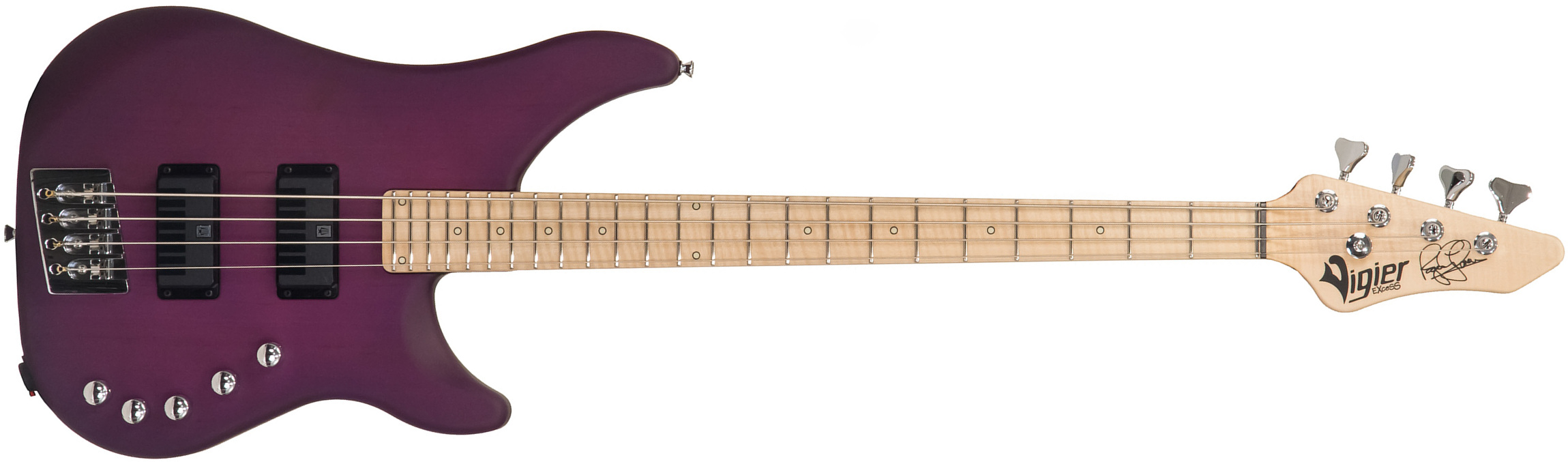 Vigier Roger Glover Excess Original Signature Active Rw - Clear Purple - Solid body elektrische bas - Main picture