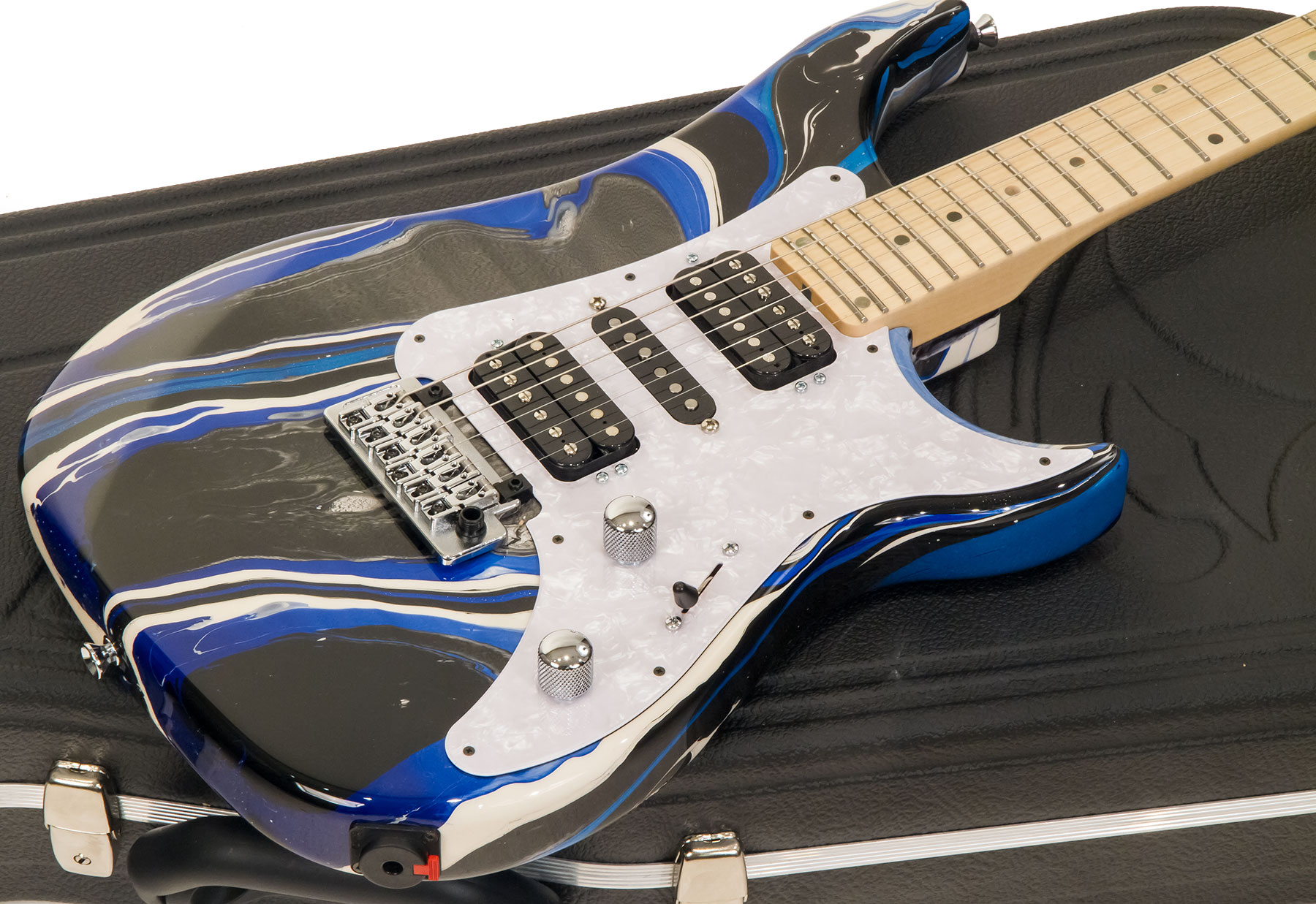 Vigier Excalibur Supraa Hsh Trem Mn - Rock Art Blue White Black - Guitarra eléctrica de doble corte. - Variation 1