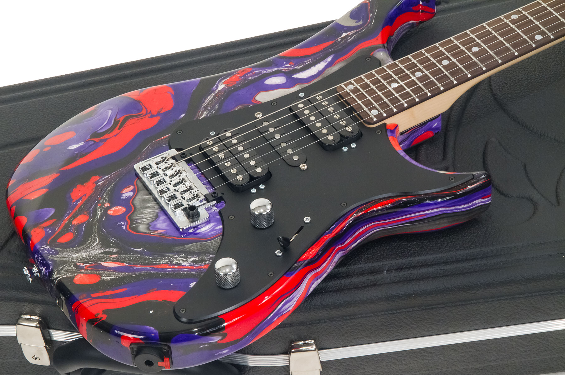 Vigier Excalibur Supraa Hsh Trem Rw - Rock Art Purple Red Black - Elektrische gitaar in Str-vorm - Variation 1
