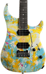 Elektrische gitaar in str-vorm Vigier                         Excalibur Thirteen (MN) - Rock art yellow blue white