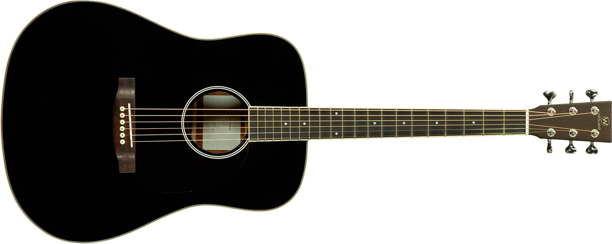 Wesland Dr300-ce-bk Dreadnought Epicea Acajou Rw - Black - Folk gitaar - Main picture
