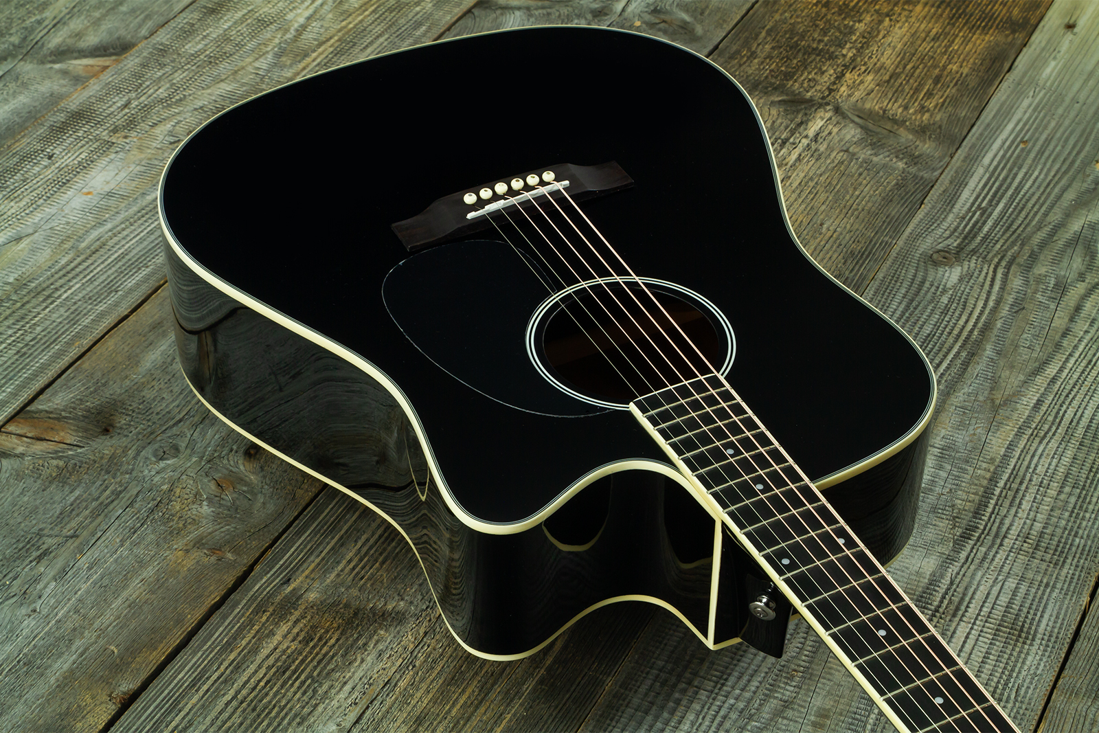 Wesland Dr300-ce-bk Dreadnought Cw Epicea Acajou Rw - Black - Folk gitaar - Variation 2