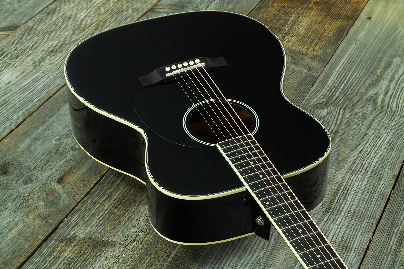 Wesland Om300-bk Om Epicea Acajou Rw - Black - Folk gitaar - Variation 2