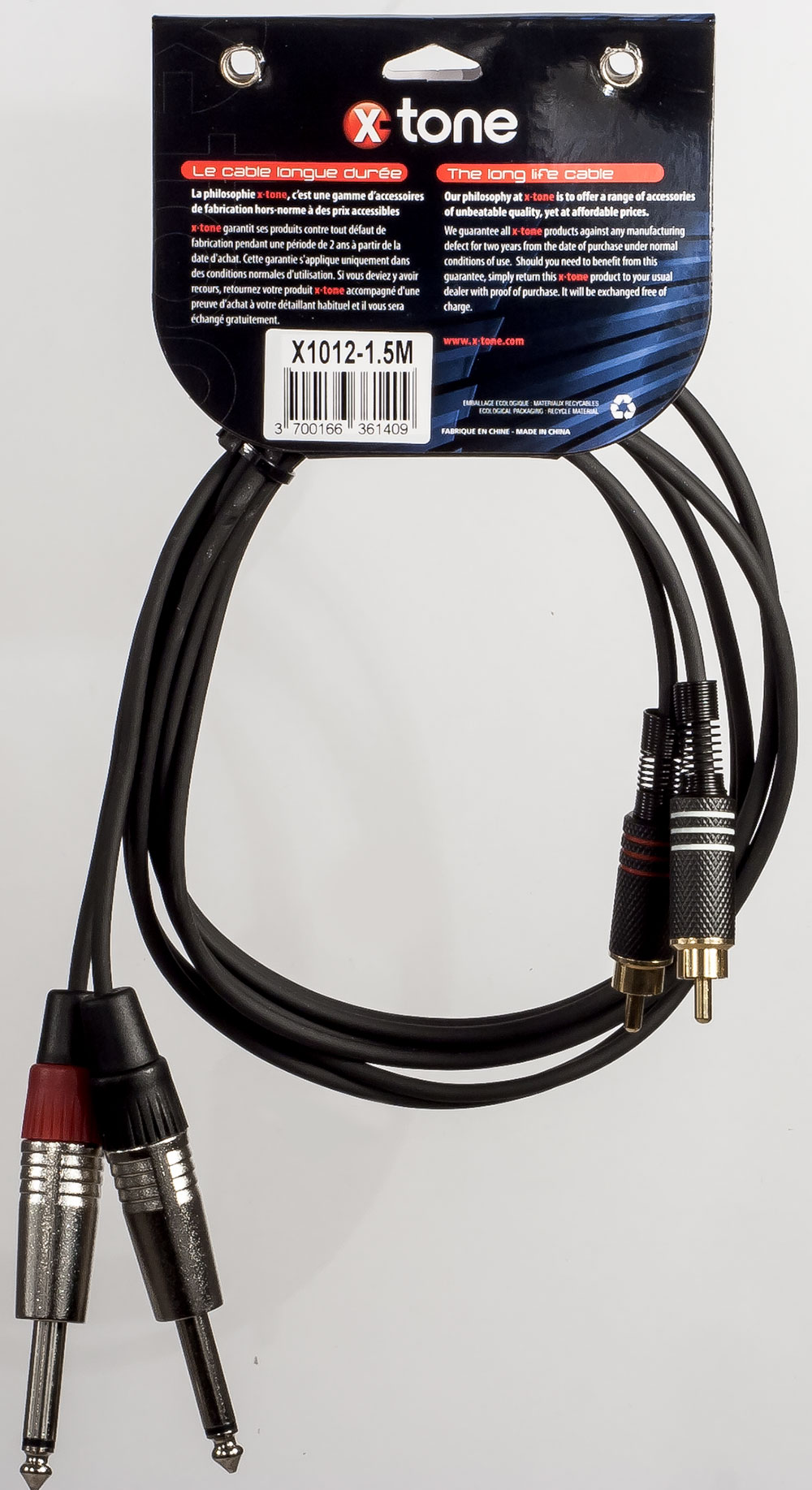 X-tone X1012-1.5m - 2 Jack(m) 6,35 Mono / 2 Rca(m) - Kabel - Variation 1