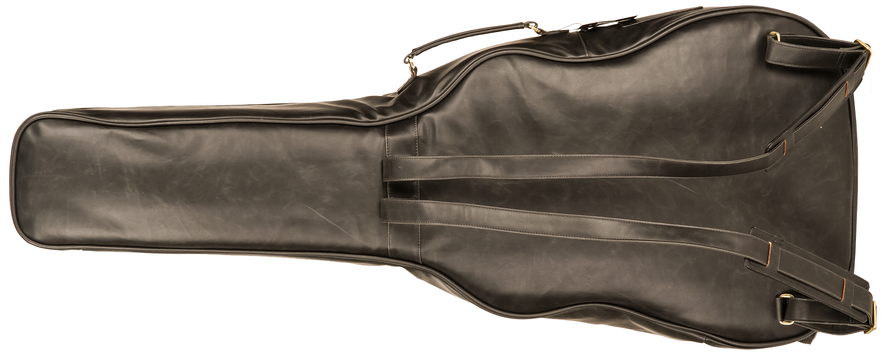X-tone 2035 Fol-bk Deluxe Leather Acoustic Dreadnought Guitar Bag Cuir Matt Black (ex 2067) - Tas voor Akoestische Westerngitaar - Variation 1