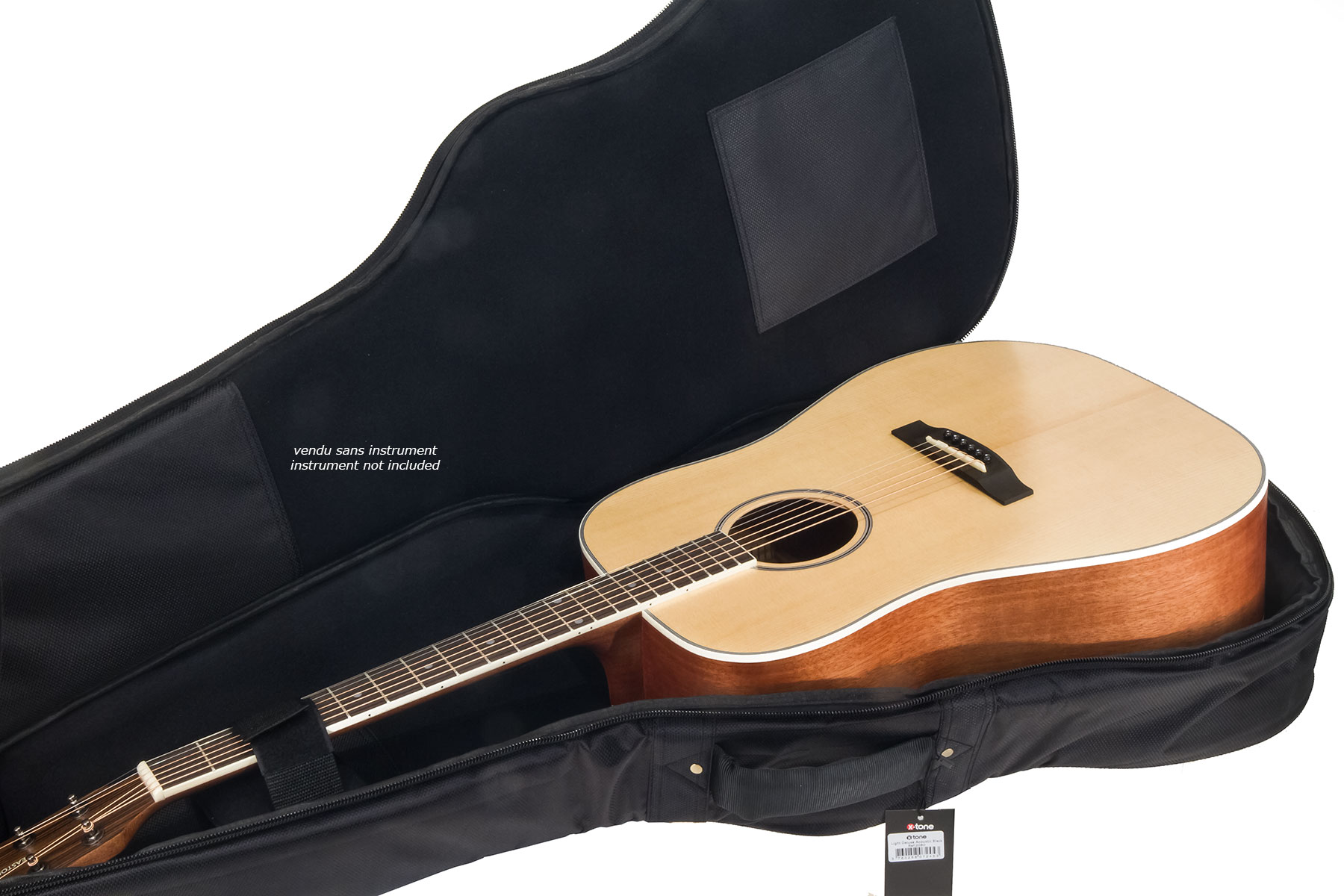 X-tone 2020 Fol-bk Light Deluxe Acoustic Dreadnought Guitar Bag Black (2080) - Tas voor Akoestische Westerngitaar - Variation 5