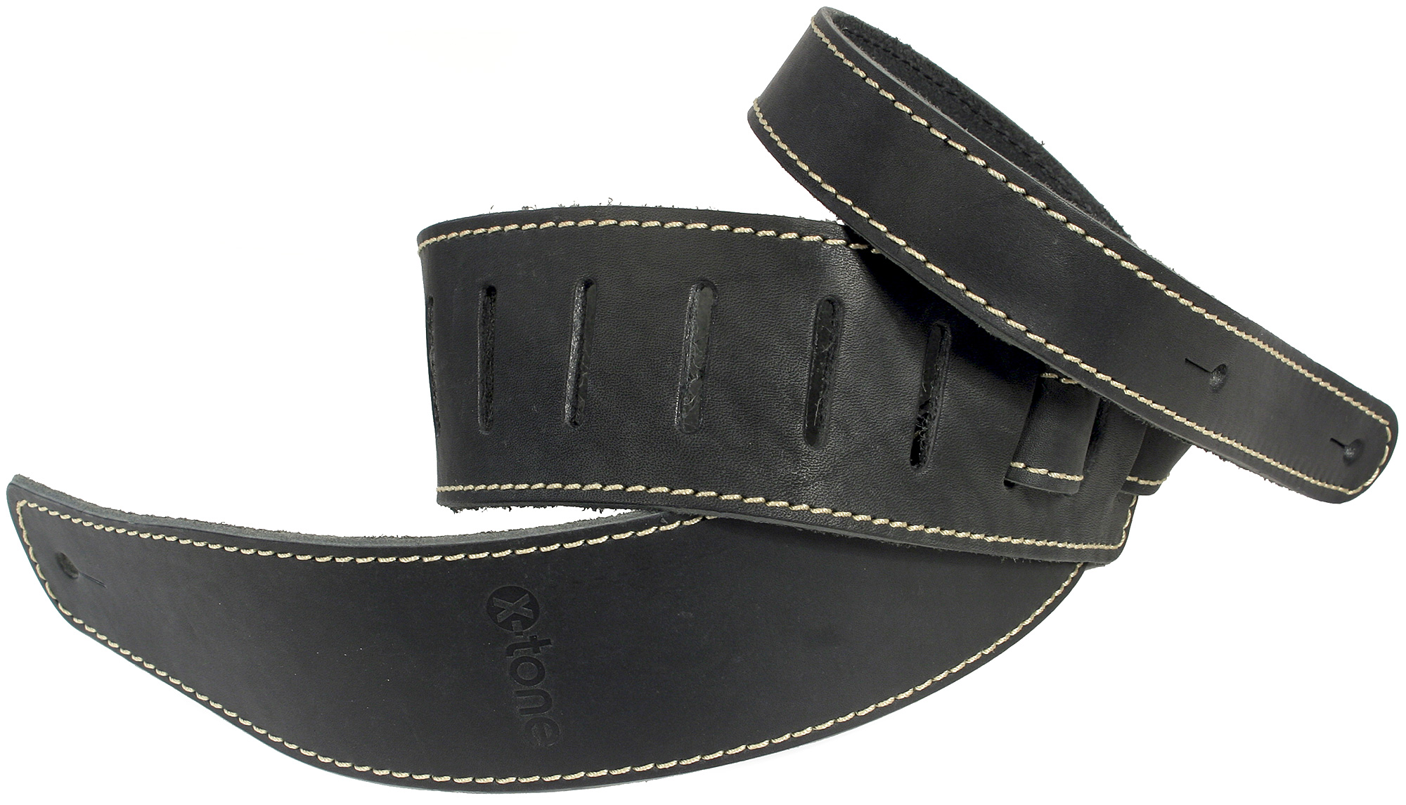 X-tone Xg 3153 Classic Leather Guitar Strap Cuir 6.5cm Black - Gitaarriem - Variation 1