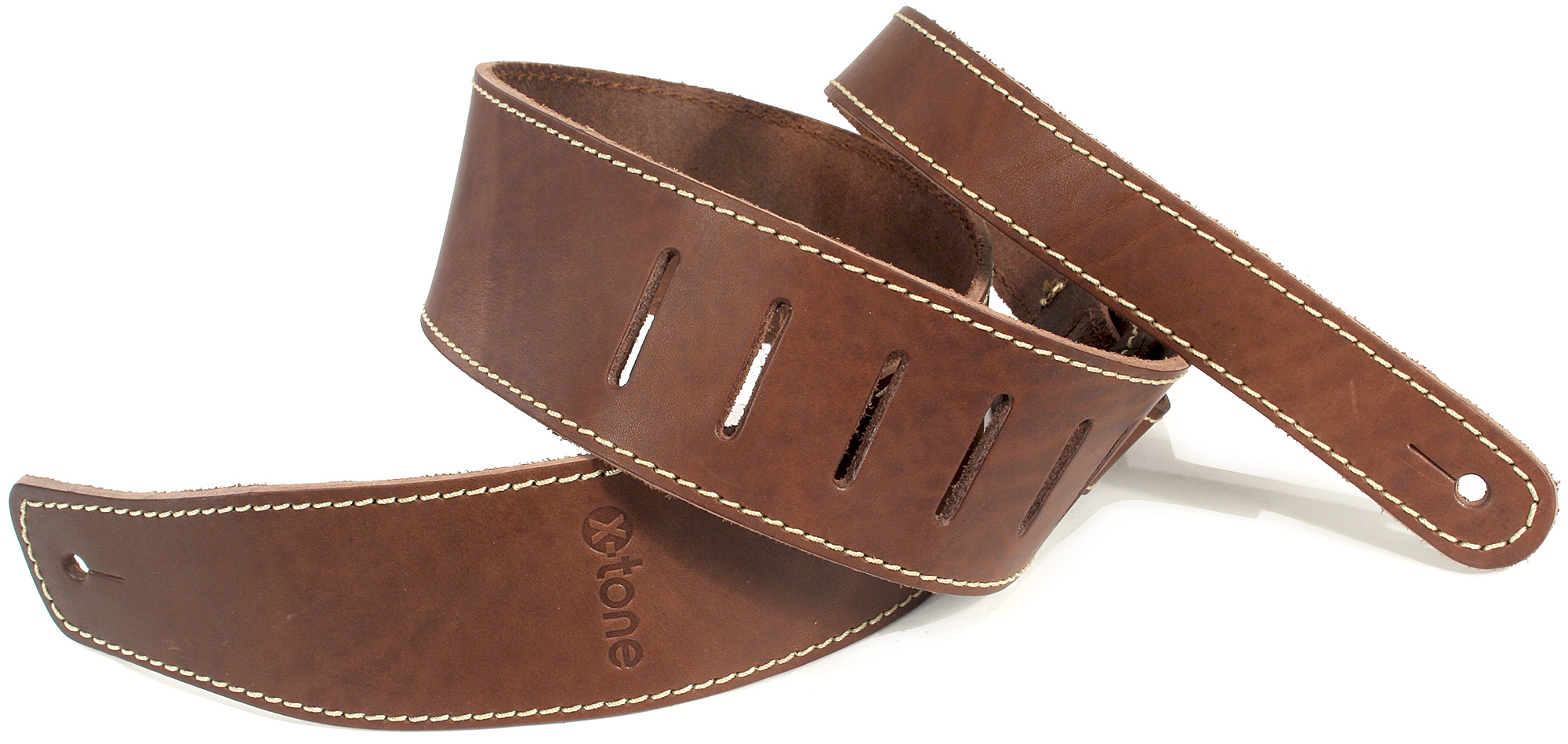 X-tone Xg 3151 Classic Leather Guitar Strap Cuir 6.5cm Brown - Gitaarriem - Variation 1