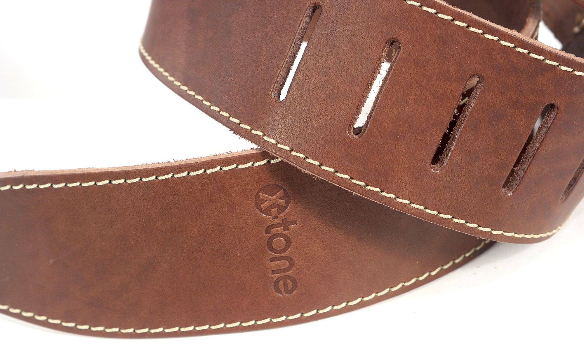 X-tone Xg 3151 Classic Leather Guitar Strap Cuir 6.5cm Brown - Gitaarriem - Variation 3