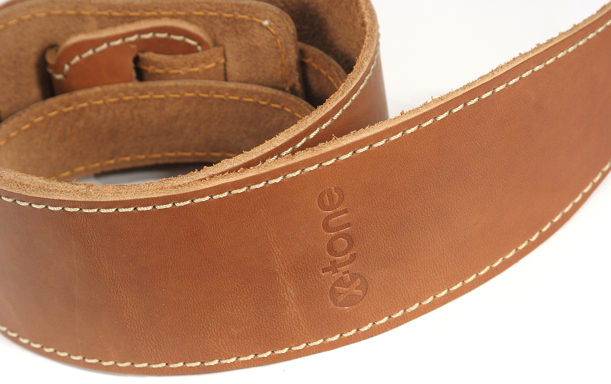 X-tone Xg 3150 Classic Leather Guitar Strap Cuir 6.5cm Brownstone Caramel - Gitaarriem - Variation 2