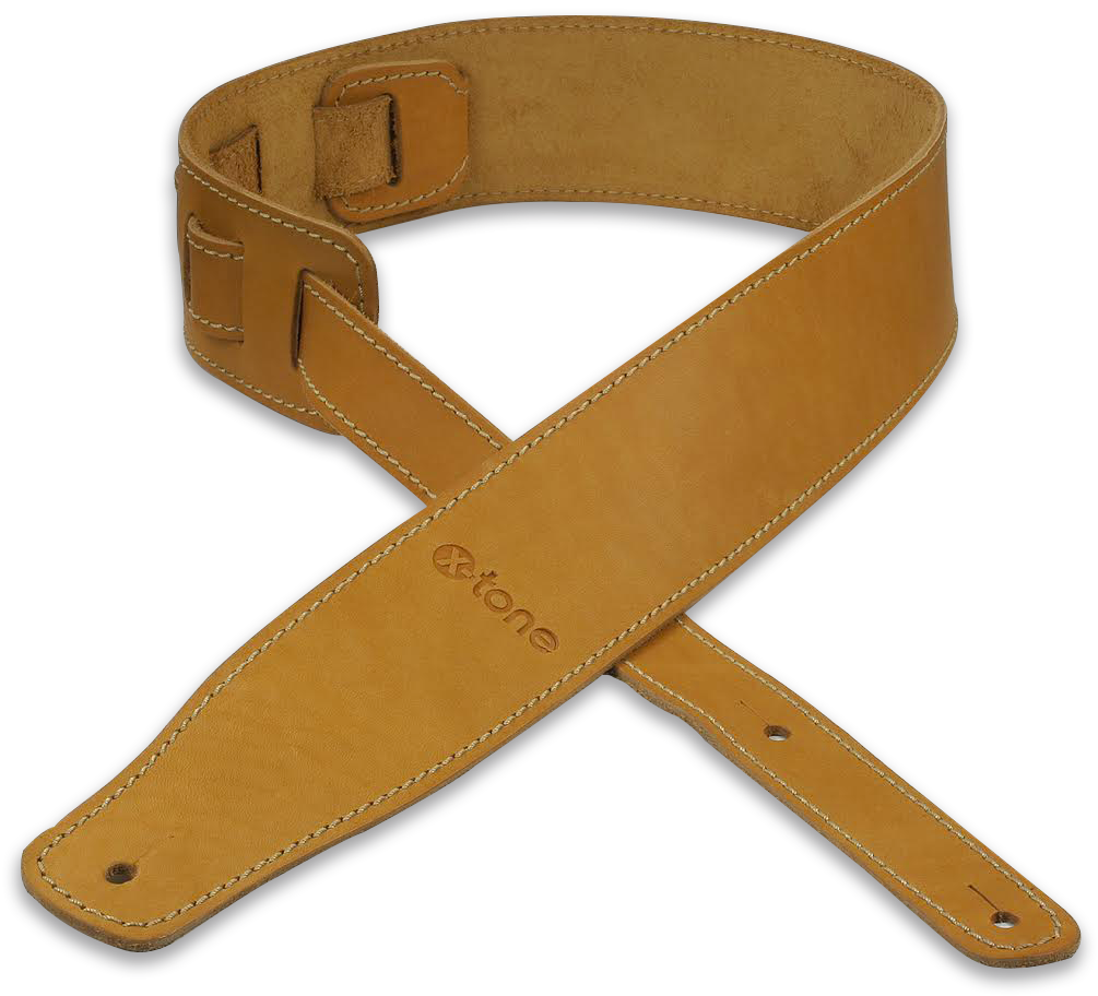 X-tone Xg 3150 Classic Leather Guitar Strap Cuir 6.5cm Brownstone Caramel - Gitaarriem - Variation 3