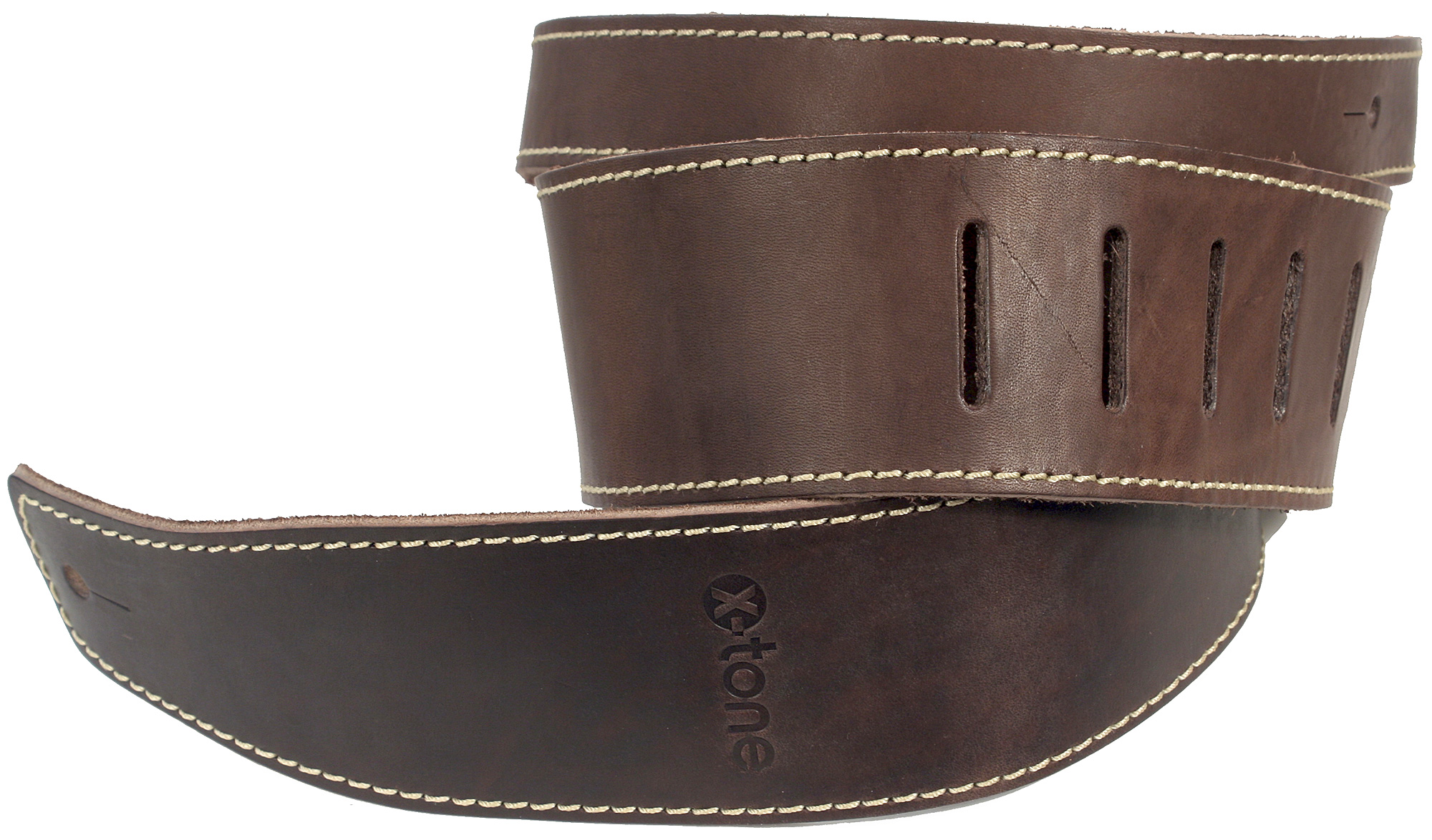 X-tone Xg 3152 Classic Leather Guitar Strap Cuir 6.5cm Dark Brown - Gitaarriem - Variation 1