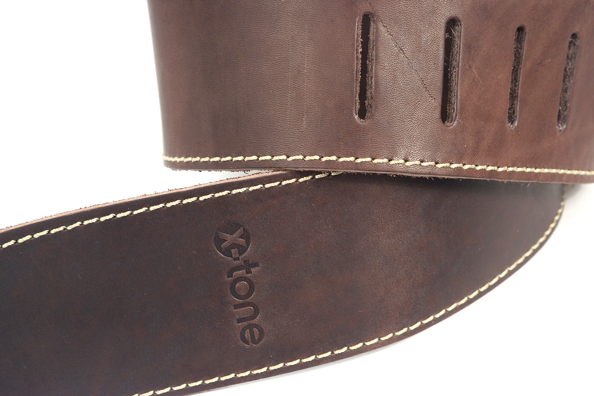 X-tone Xg 3152 Classic Leather Guitar Strap Cuir 6.5cm Dark Brown - Gitaarriem - Variation 3