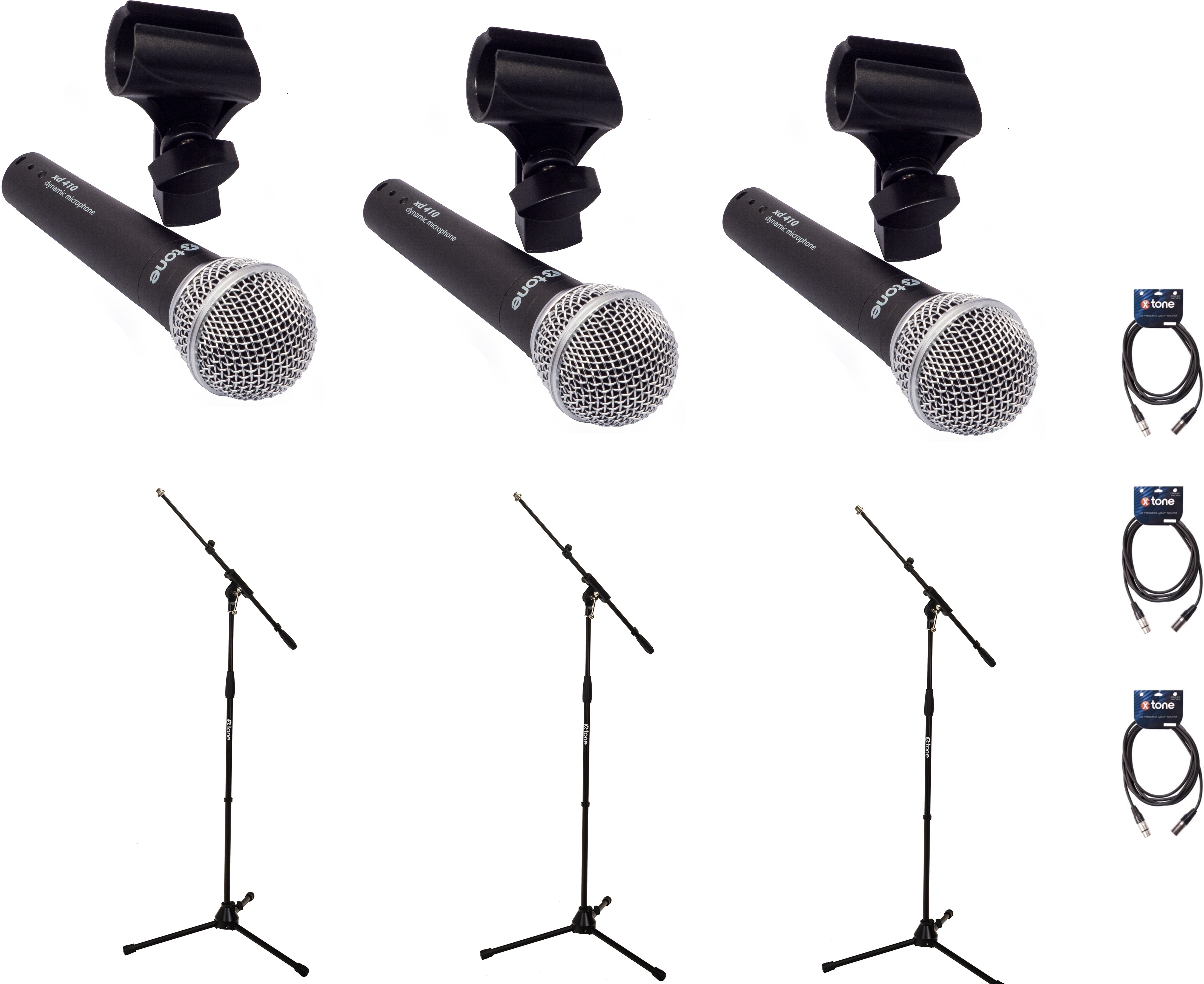 X-tone Bundle 3 Singers - Microfoon set met statief - Main picture