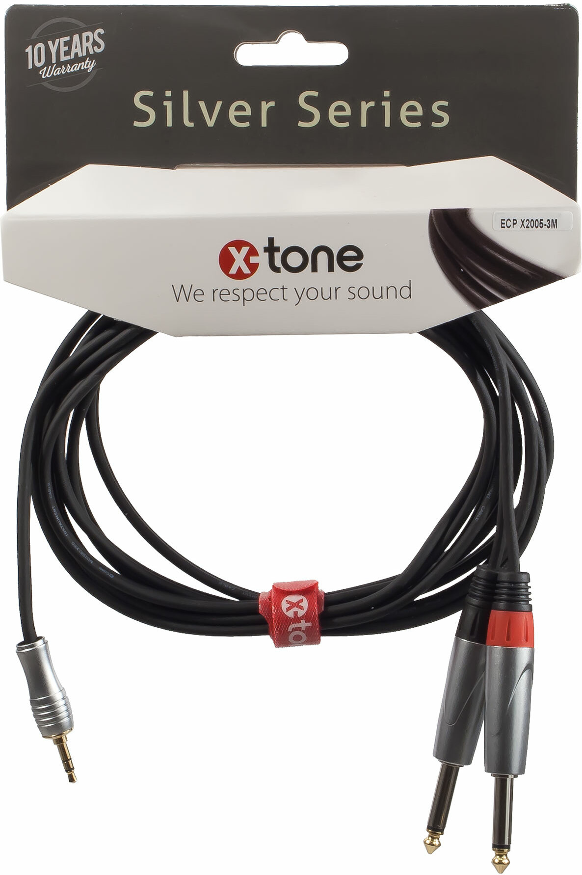 X-tone X2005-3m - Jack(m) 3,5 Stereo / 2 Jack(m) 6,35 Mono Silver Series - Kabel - Main picture