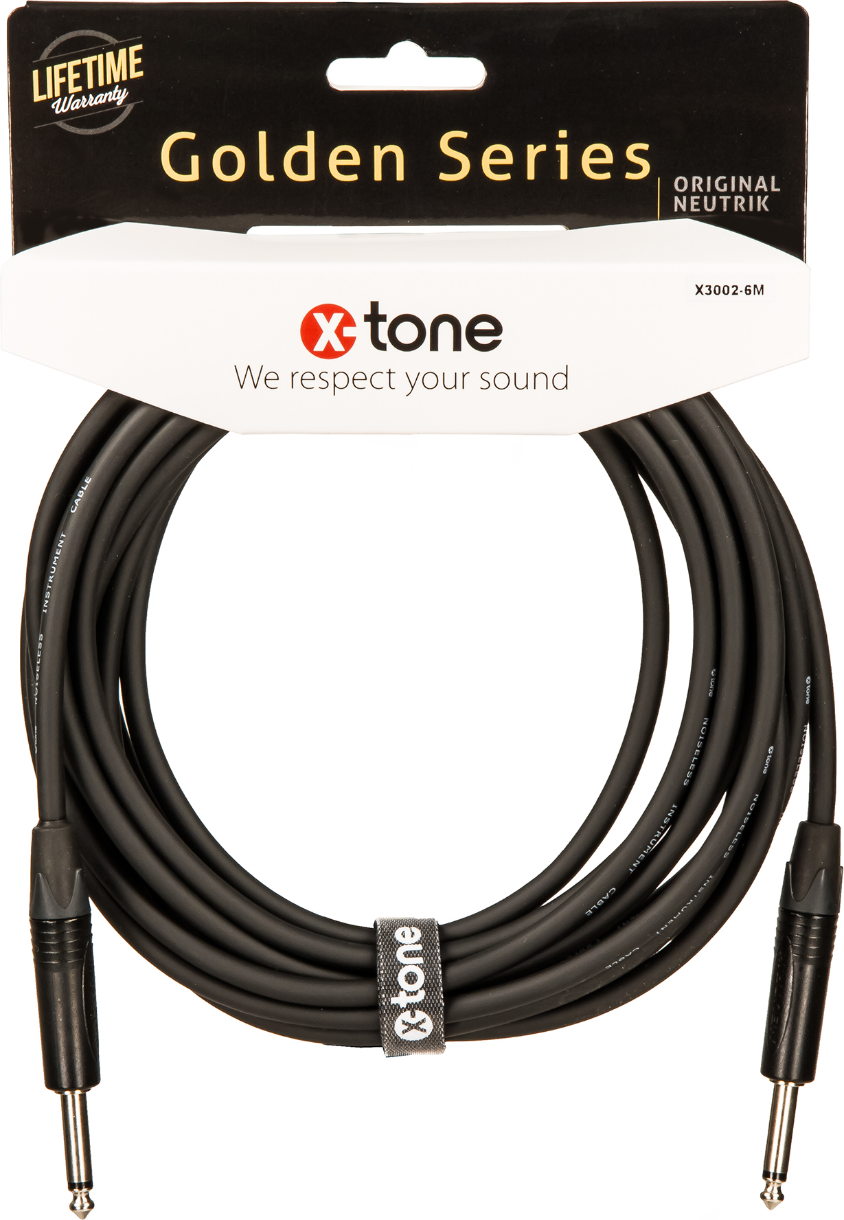 X-tone X3002-6m Instrument Cable Golden Series Neutrik Droit/droit 6m - Kabel - Main picture