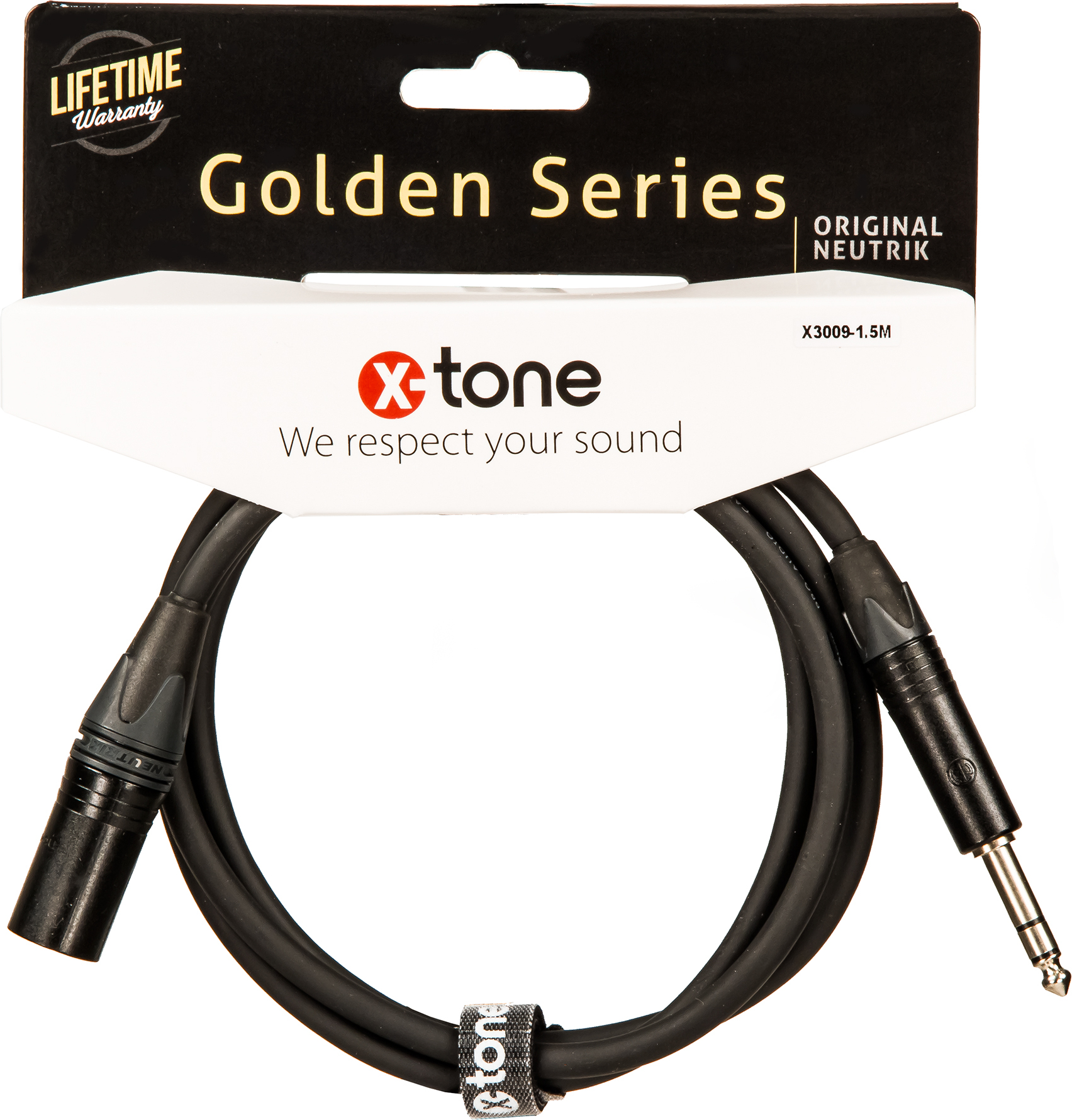 X-tone X3009-1.5m Cable Golden Series Neutrik Xlr(m) / Jack(m) 6,35 Trs - Kabel - Main picture