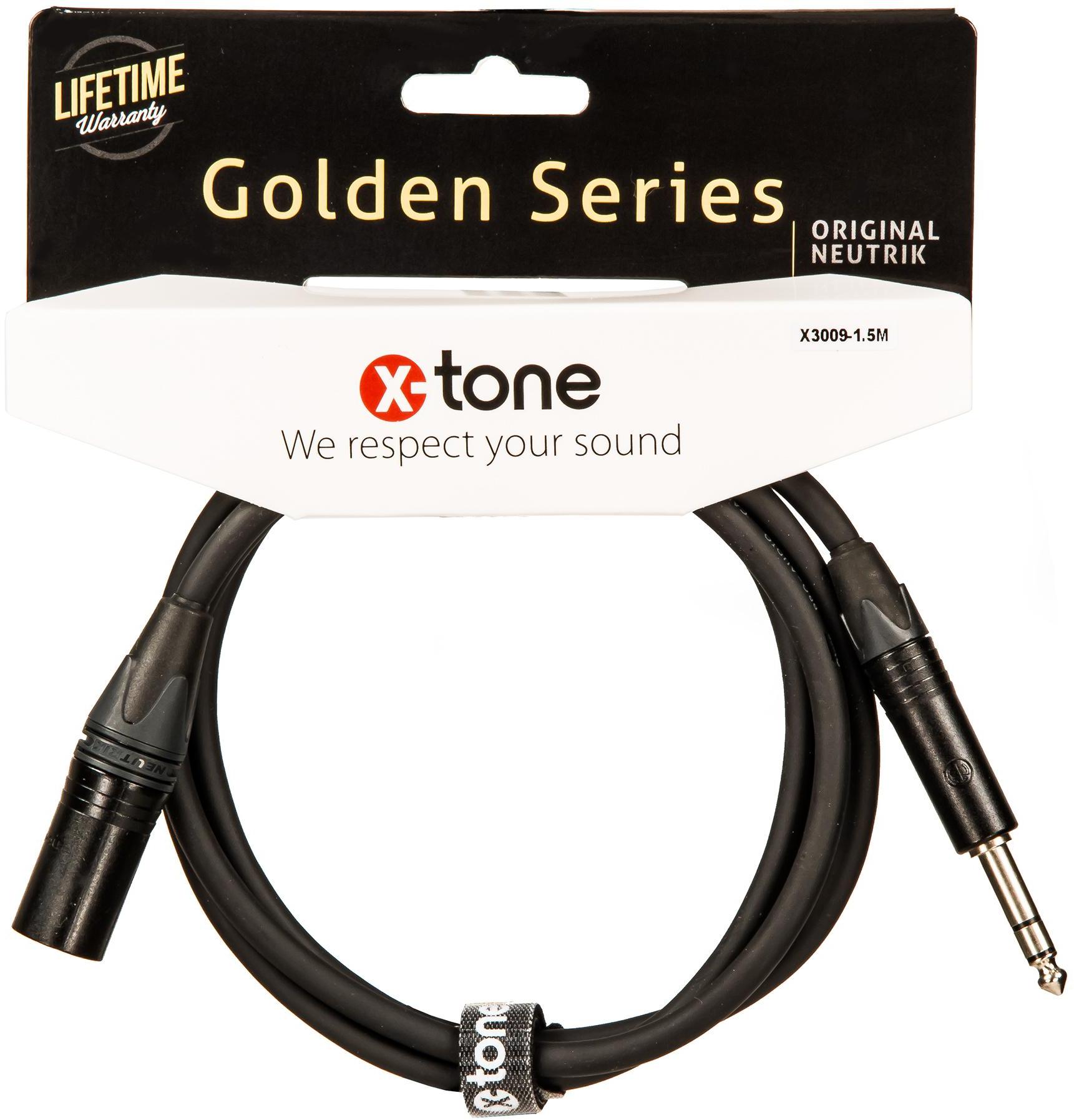Kabel X-tone X3009-1.5M XLR(M) / JACK(M) 6.35 TRS X3009-3M XLR(M) / JACK(M) 6.35 TRS Golden Series