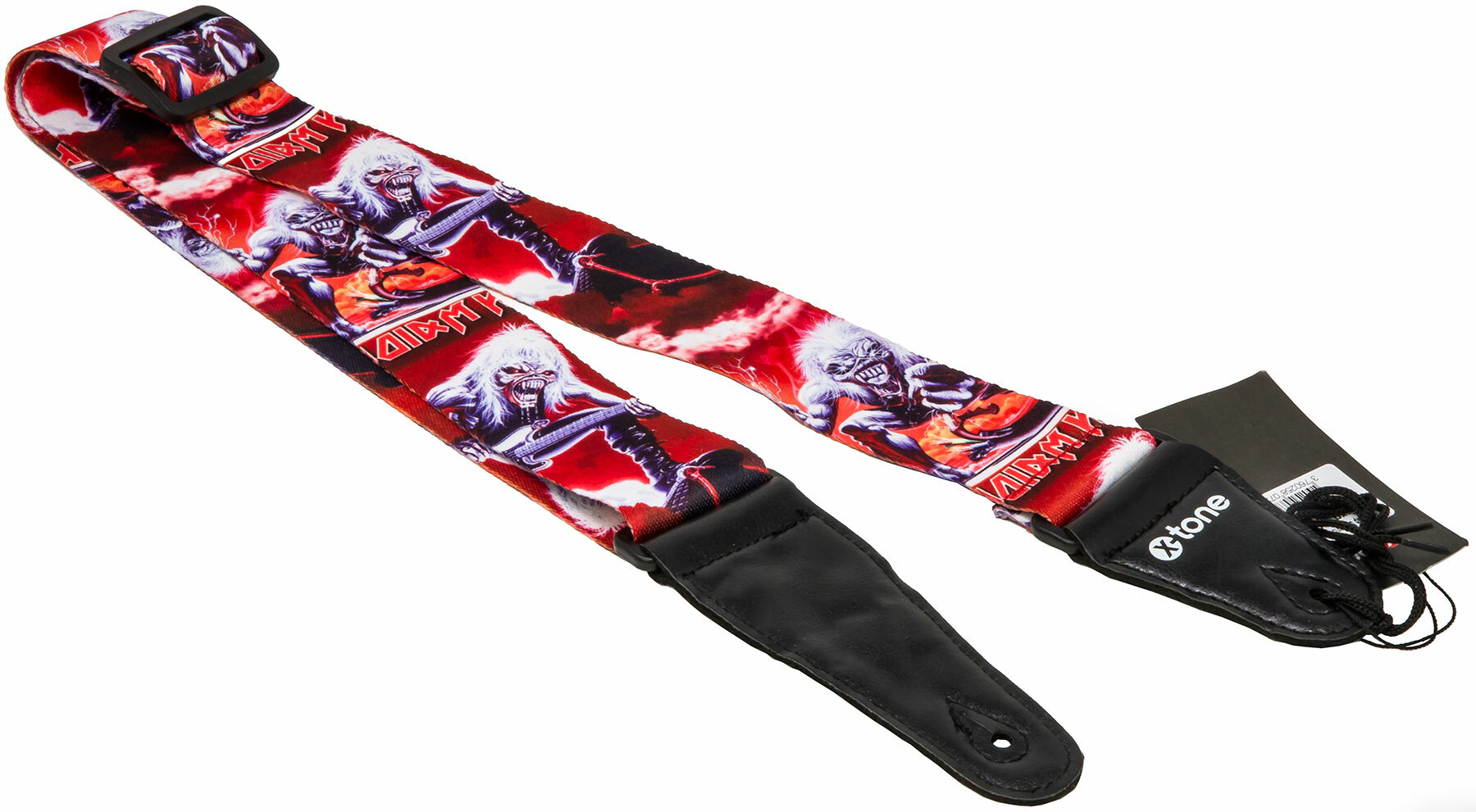 X-tone Xg 3106 Nylon Guitar Strap Skull With Hair Black & Red - Gitaarriem - Main picture