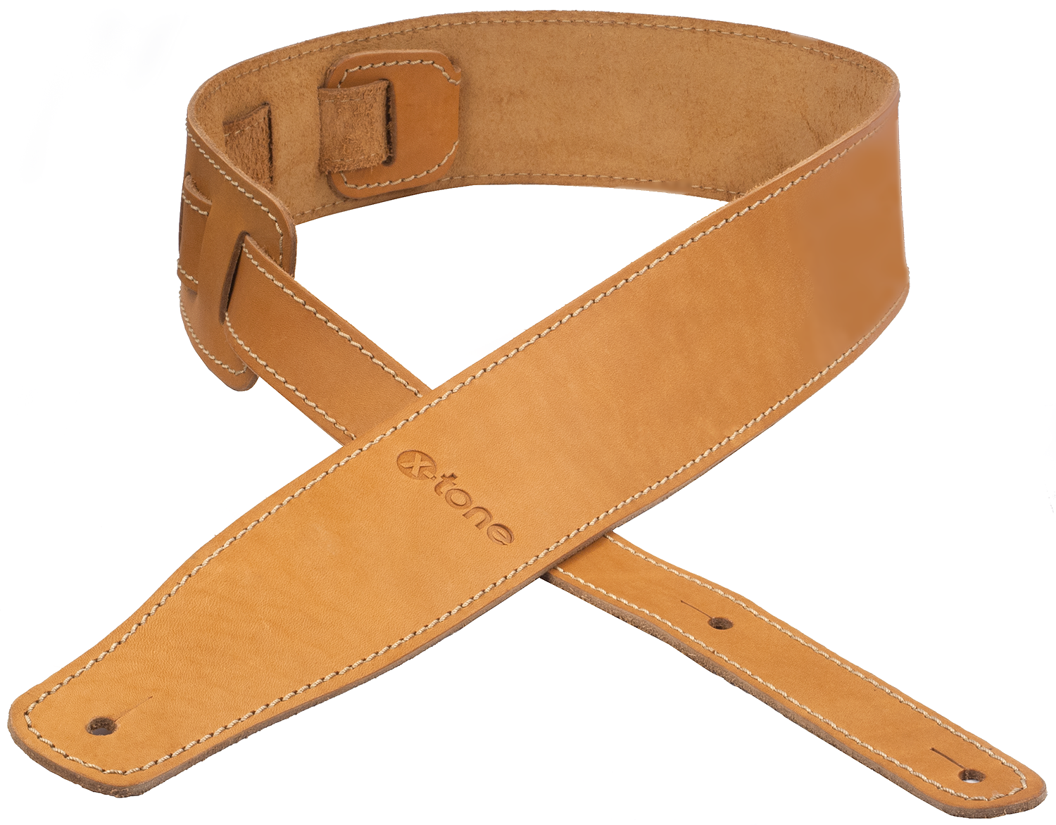 X-tone Xg 3150 Classic Leather Guitar Strap Cuir 6.5cm Brownstone Caramel - Gitaarriem - Main picture