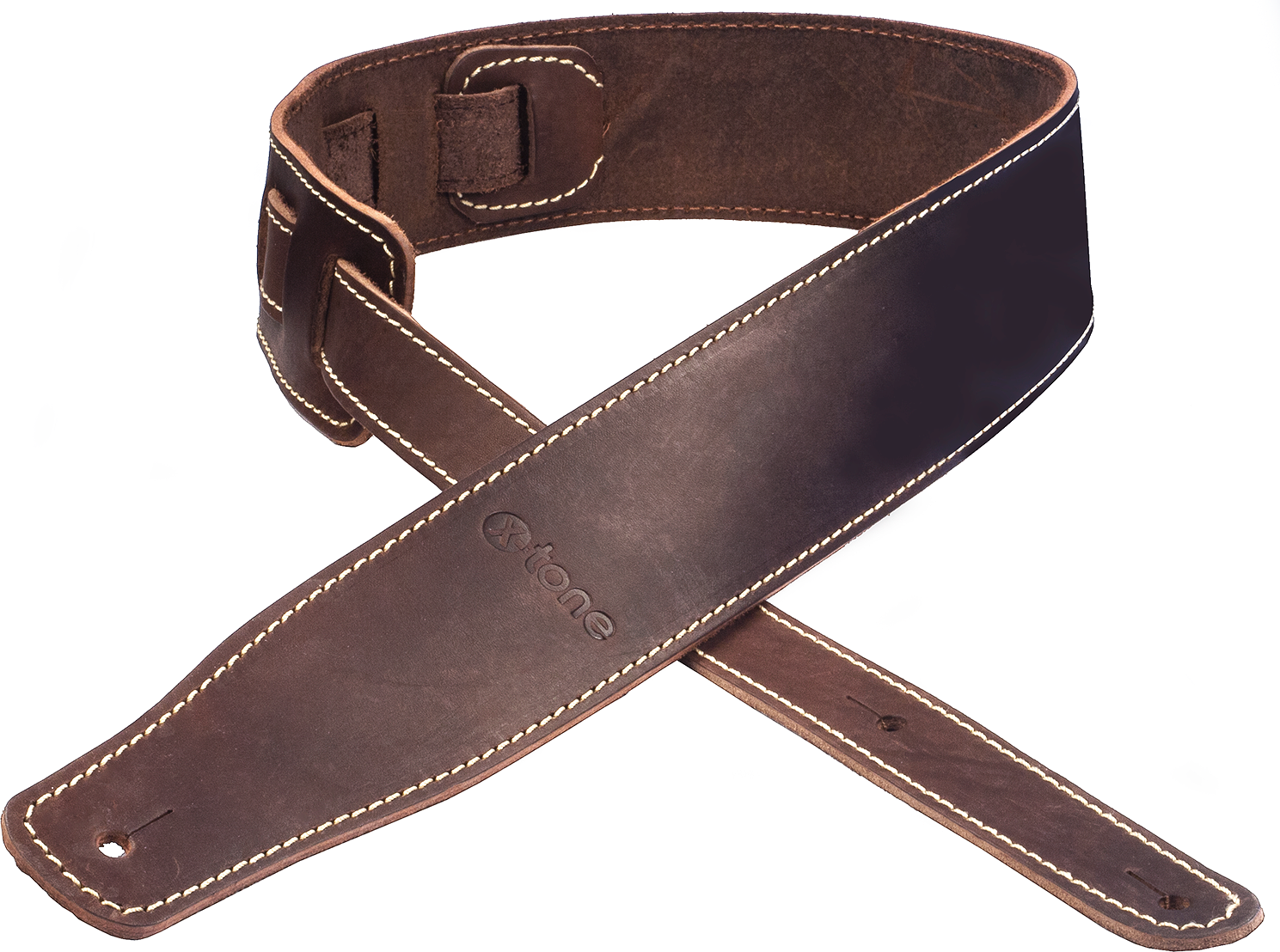 X-tone Xg 3151 Classic Leather Guitar Strap Cuir 6.5cm Brown - Gitaarriem - Main picture