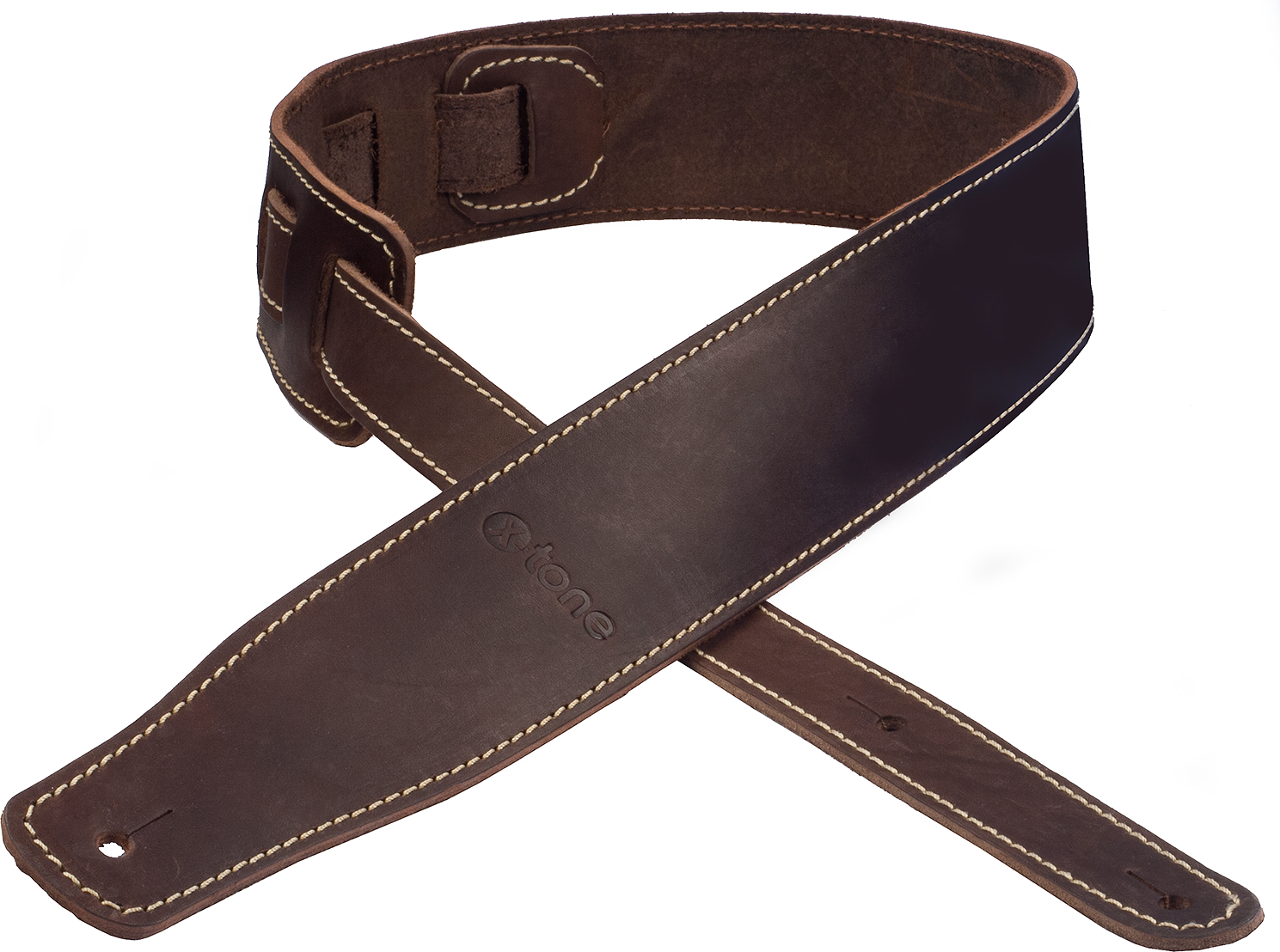 X-tone Xg 3152 Classic Leather Guitar Strap Cuir 6.5cm Dark Brown - Gitaarriem - Main picture