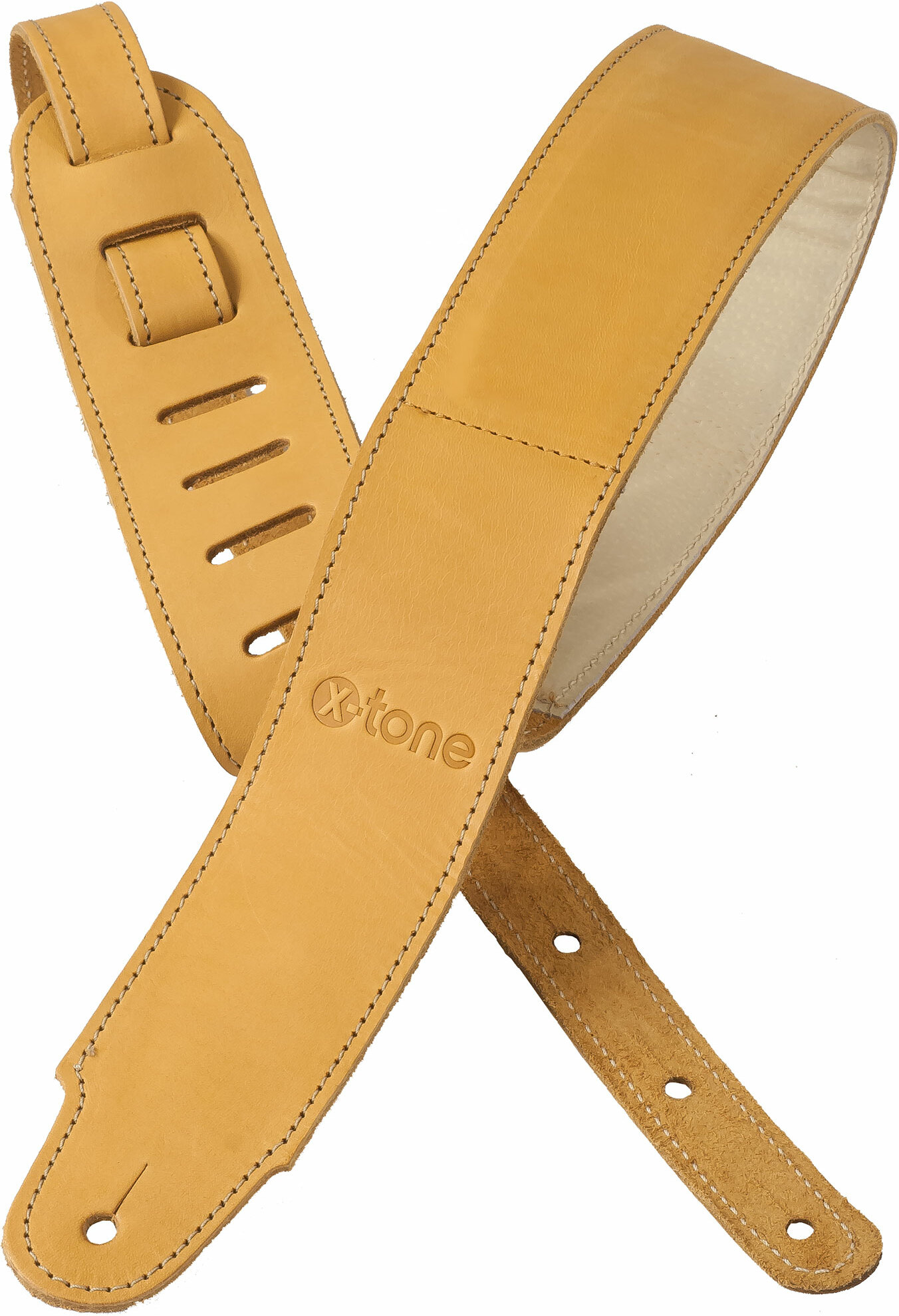 X-tone Xg 3154 Classic Plus Leather Guitar Strap Cuir RembourrÉe Brownstone Beige - Gitaarriem - Main picture