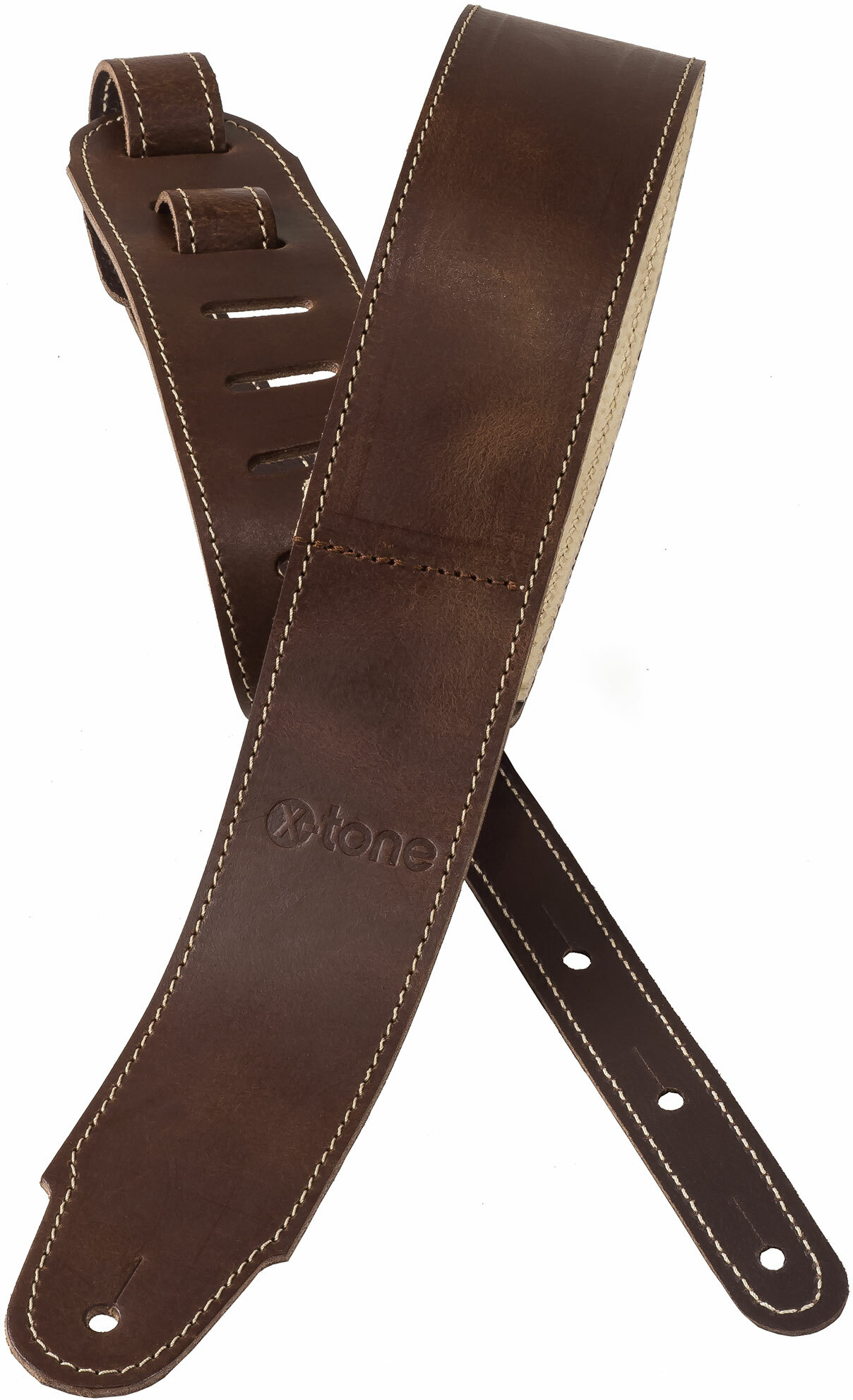 X-tone Xg 3155 Classic Plus Leather Guitar Strap Cuir RembourrÉe Brown - Gitaarriem - Main picture