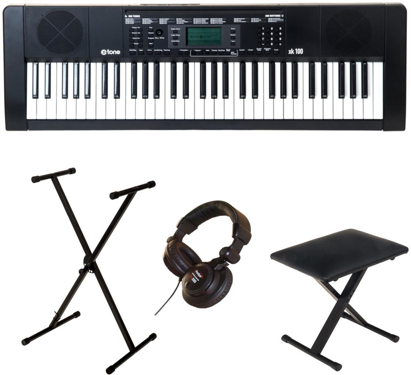 Toetsenbord set X-tone XK100 + stand + siège + casque PRO580 + xh 6100 Stand Clavier En Kit