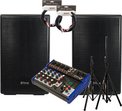 Pa systeem set X-tone 2 x XTS-10 + XH 6310 + X MIX8 Dsp + 2 x X2001-6M