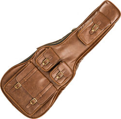 Tas voor akoestische westerngitaar X-tone 2035 FOL-BN Deluxe Leather Acoustic Dreadnought Guitar Bag - Matt Brown