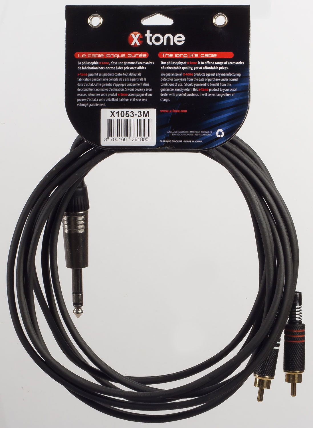 X-tone X1053-3m - Jack(m) 6,35 Stereo / 2 Rca(m) - Kabel - Variation 1