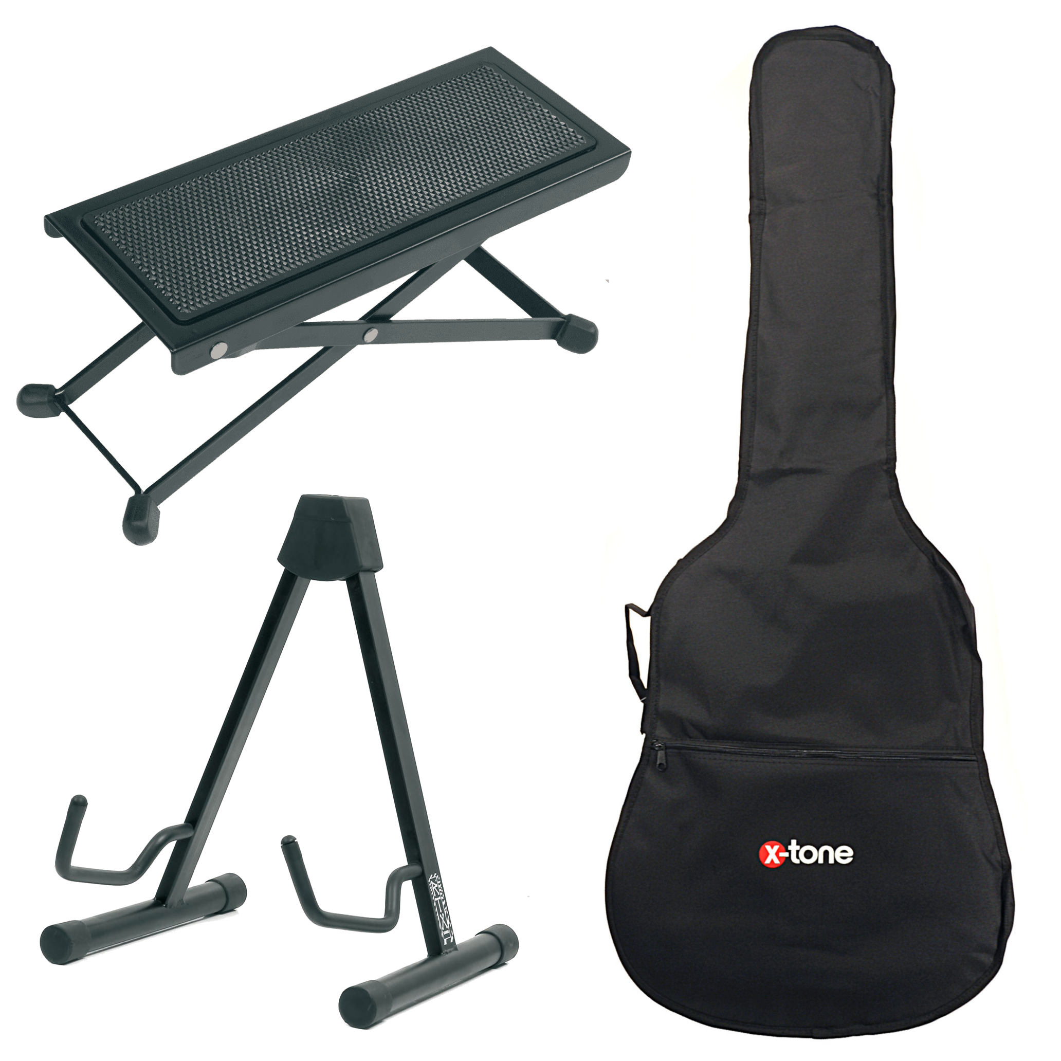 Navarrez NV12PK klassieke gitaar starterset 4/4 zwart incl. Gig Bag, plectrums, leerboek en cd, clip tuner