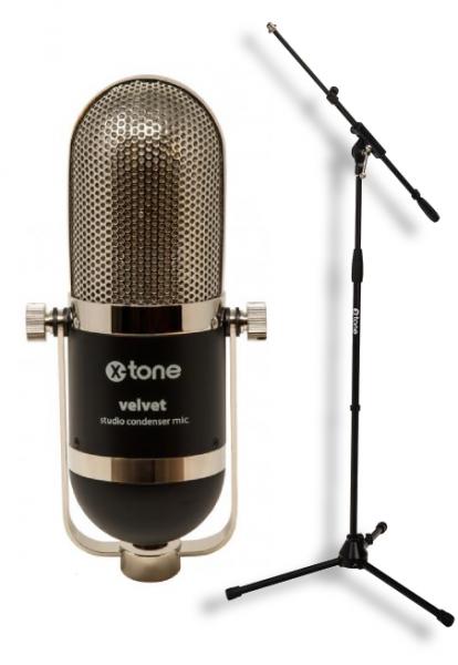 Microfoon set met statief X-tone Velvet + X-TONE xh 6001 Pied Micro Telescopique