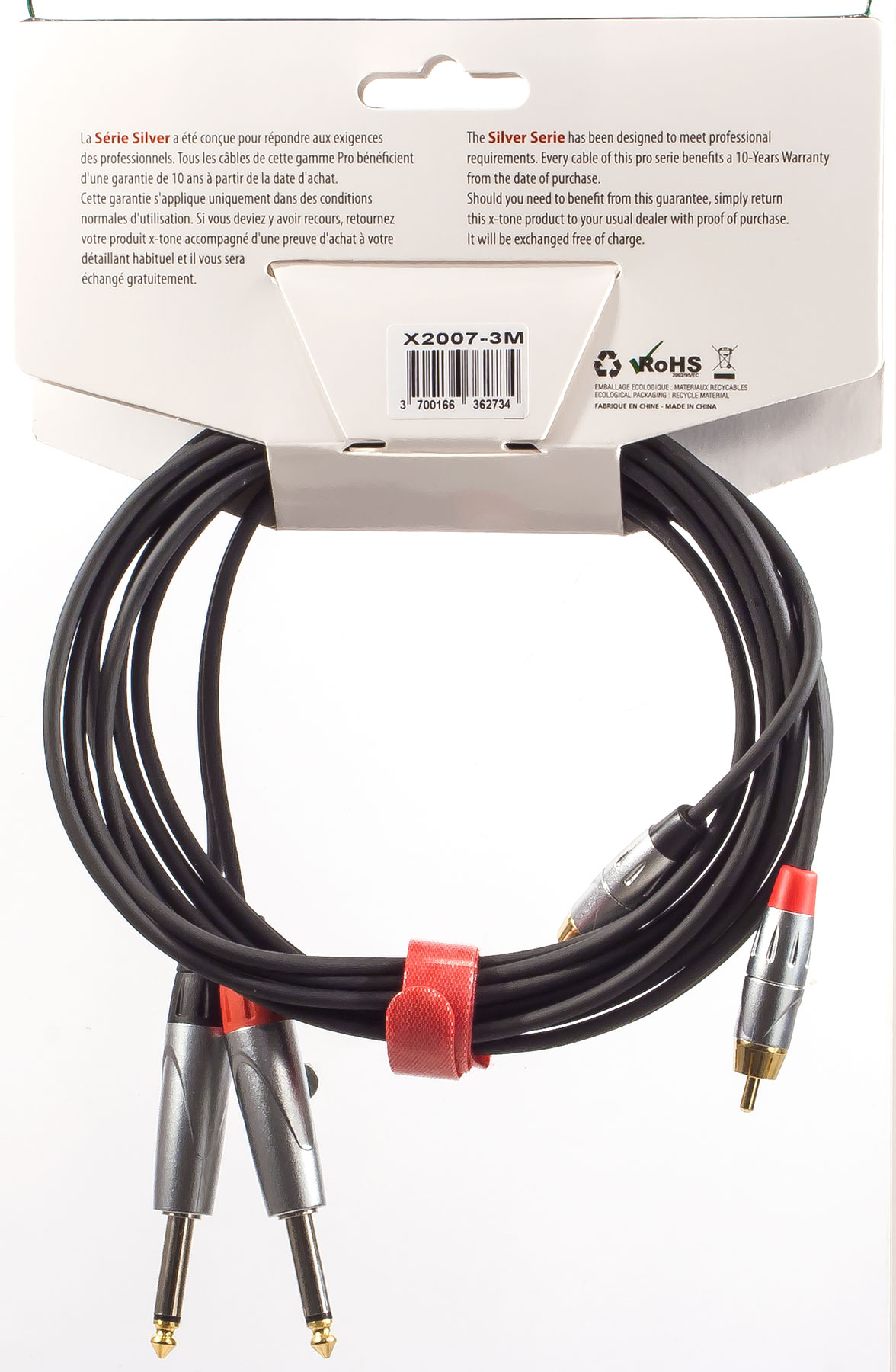 X-tone X2007-3m - 2 Jack(m) 6,35 Mono / 2 Rca(m) - Kabel - Variation 3