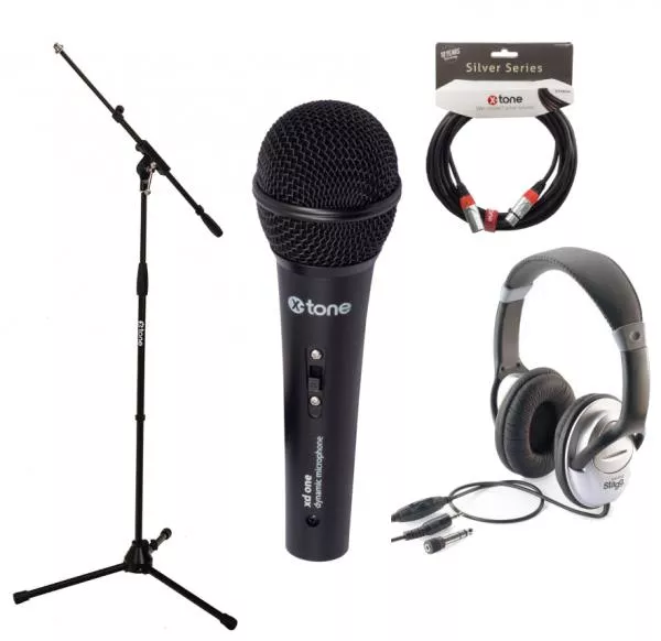 Microfoon set met statief X-tone Xd-One pack chant débutant + SHP 2300H
