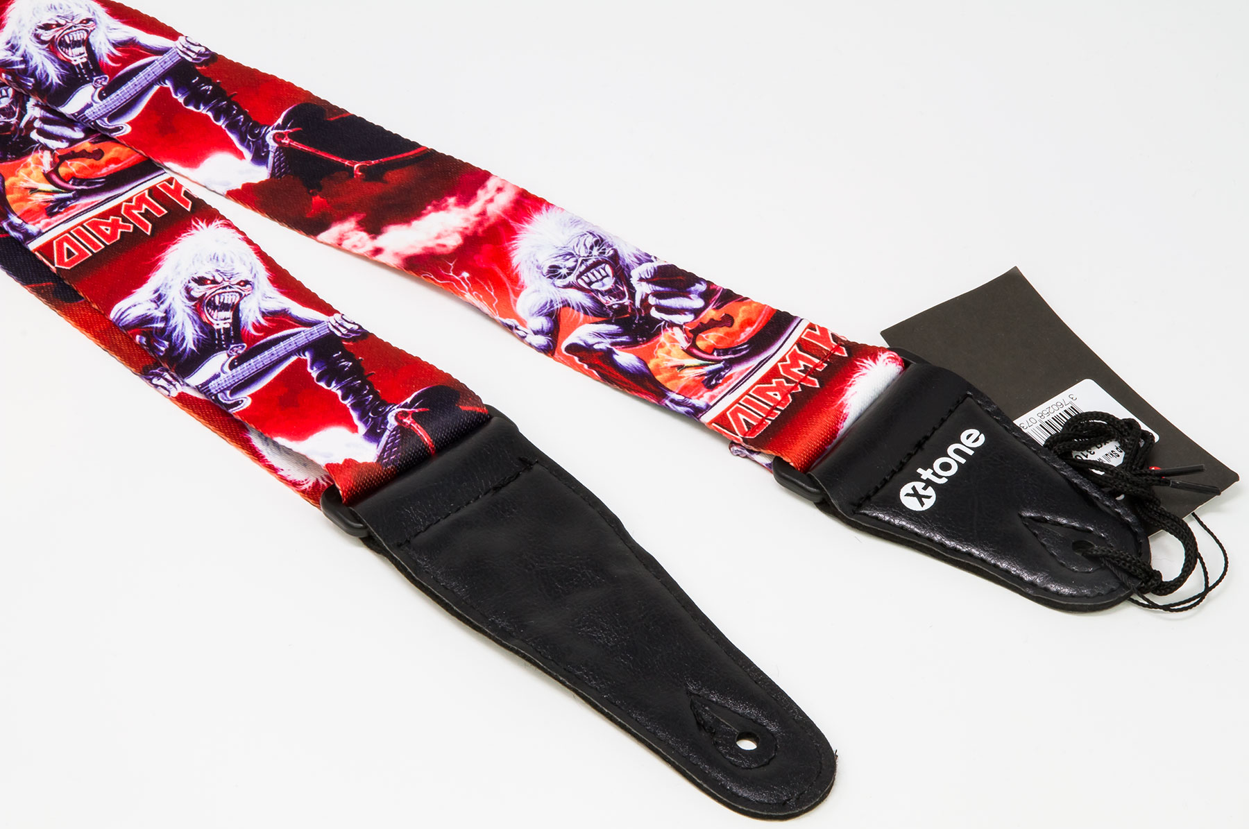 X-tone Xg 3106 Nylon Guitar Strap Skull With Hair Black & Red - Gitaarriem - Variation 1