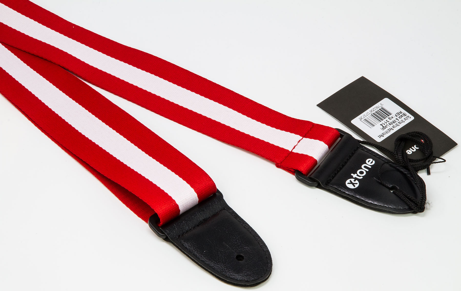 X-tone Xg 3114 Nylon Guitar Strap Stripe Red & White - Gitaarriem - Variation 1