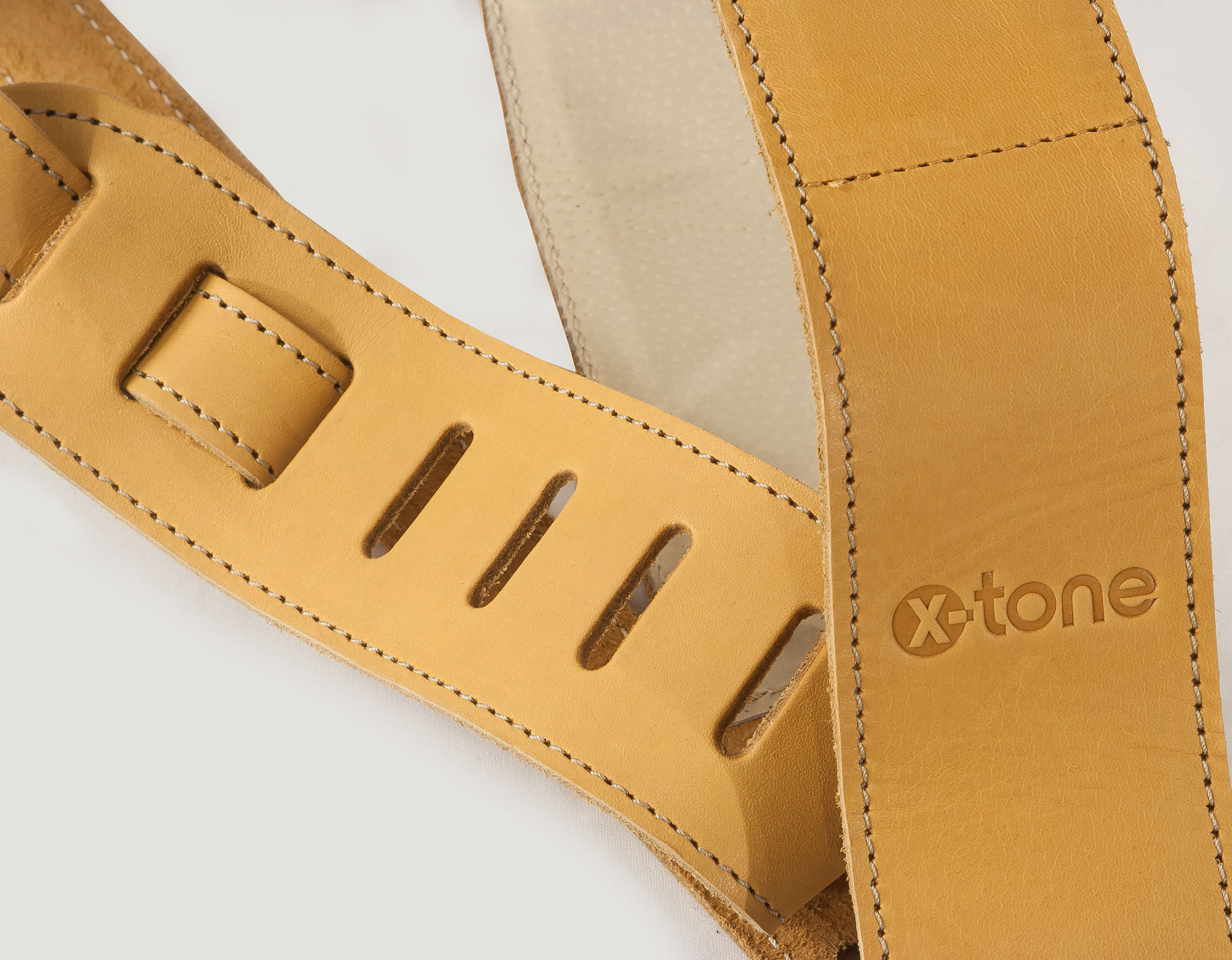 X-tone Xg 3154 Classic Plus Leather Guitar Strap Cuir RembourrÉe Brownstone Beige - Gitaarriem - Variation 1