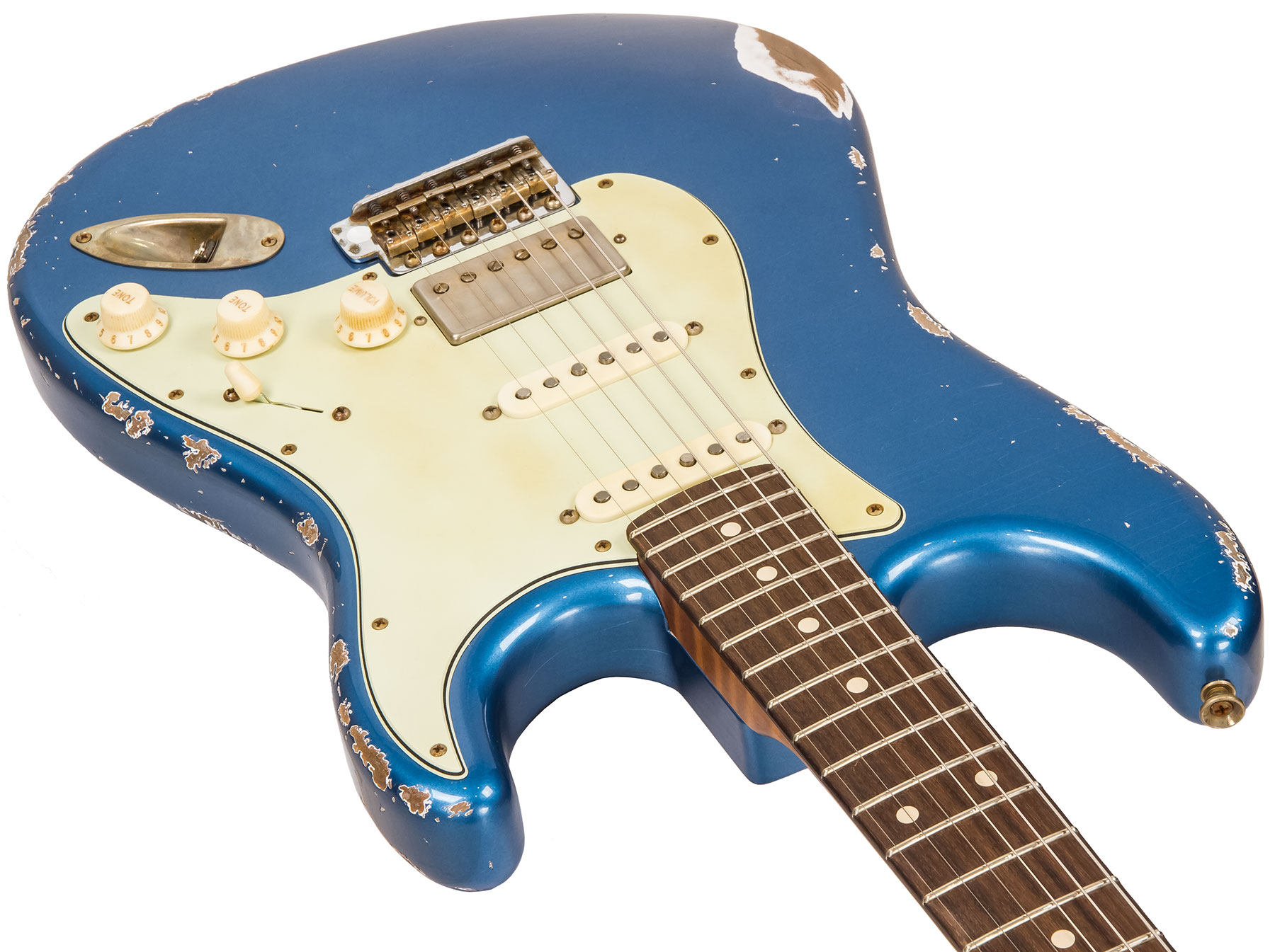 Xotic Xsc-2 Alder California Class Hss Rw #1628 - Heavy Aging Lake Placid Blue - Elektrische gitaar in Str-vorm - Variation 2