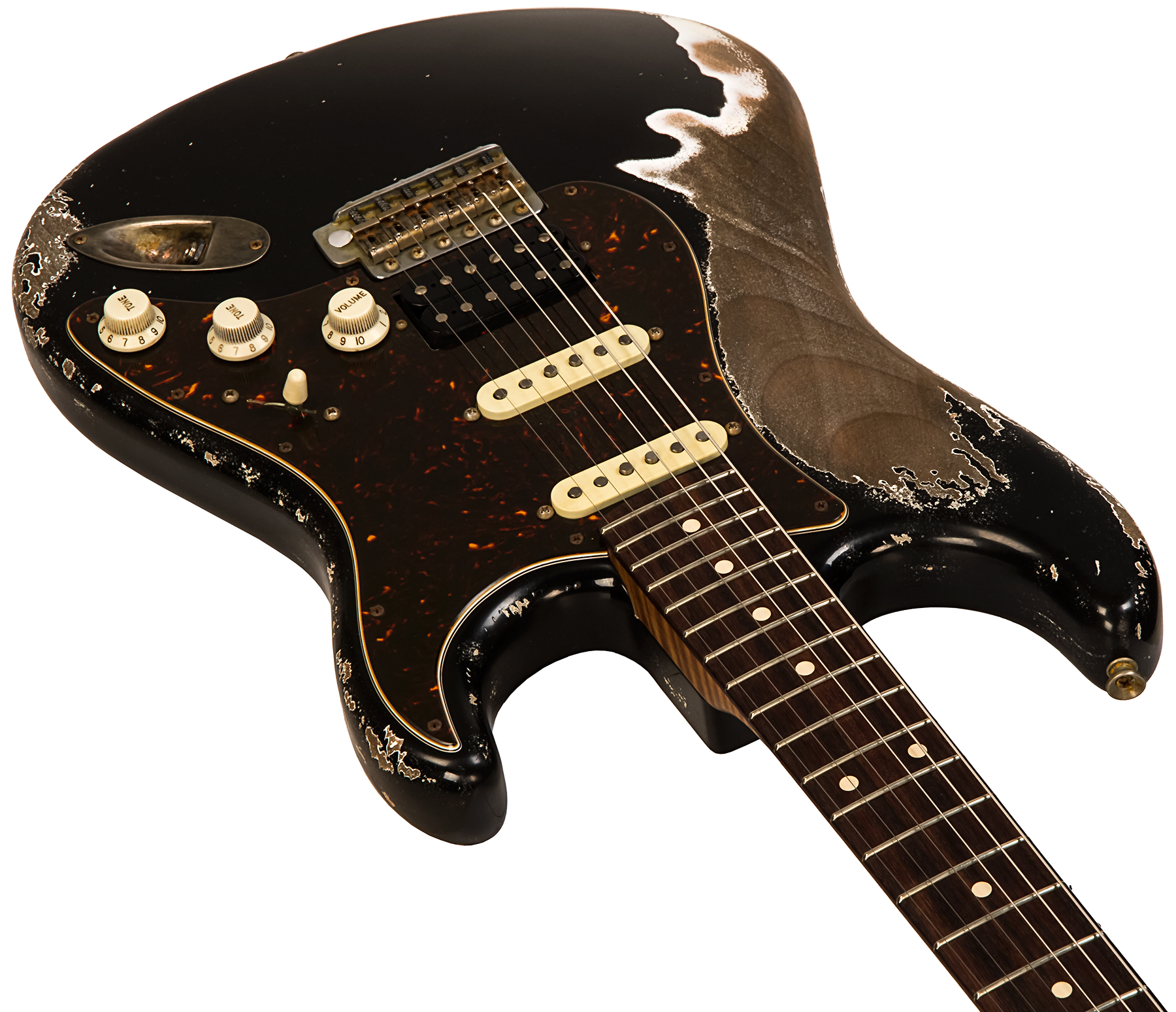 Xotic Xsc-2 Alder California Class Hss Trem Mn #2100 - Super Heavy Aging Black - Elektrische gitaar in Str-vorm - Variation 1