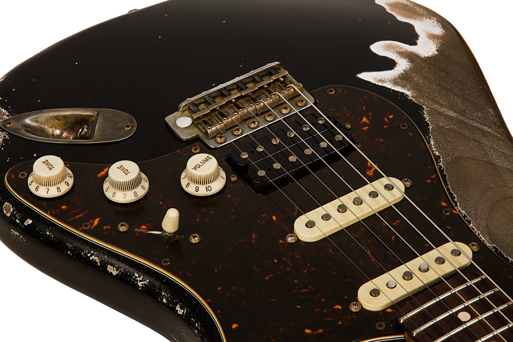Xotic Xsc-2 Alder California Class Hss Trem Mn #2100 - Super Heavy Aging Black - Elektrische gitaar in Str-vorm - Variation 3