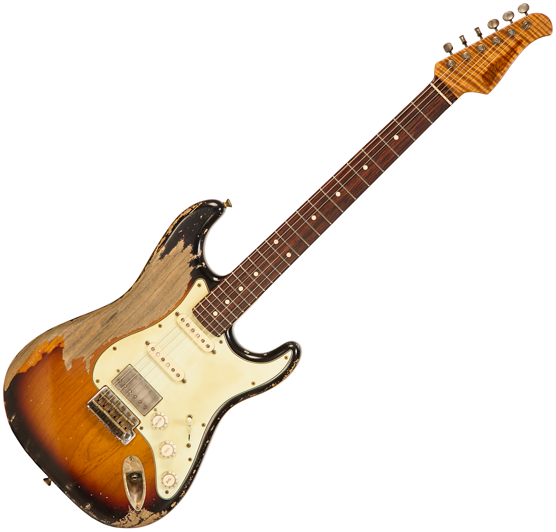 Xotic Xsc-2 Ash Calif. Class Hss Rw #2090 - Super Heavy Aging 3 Tone Burst - Elektrische gitaar in Str-vorm - Main picture