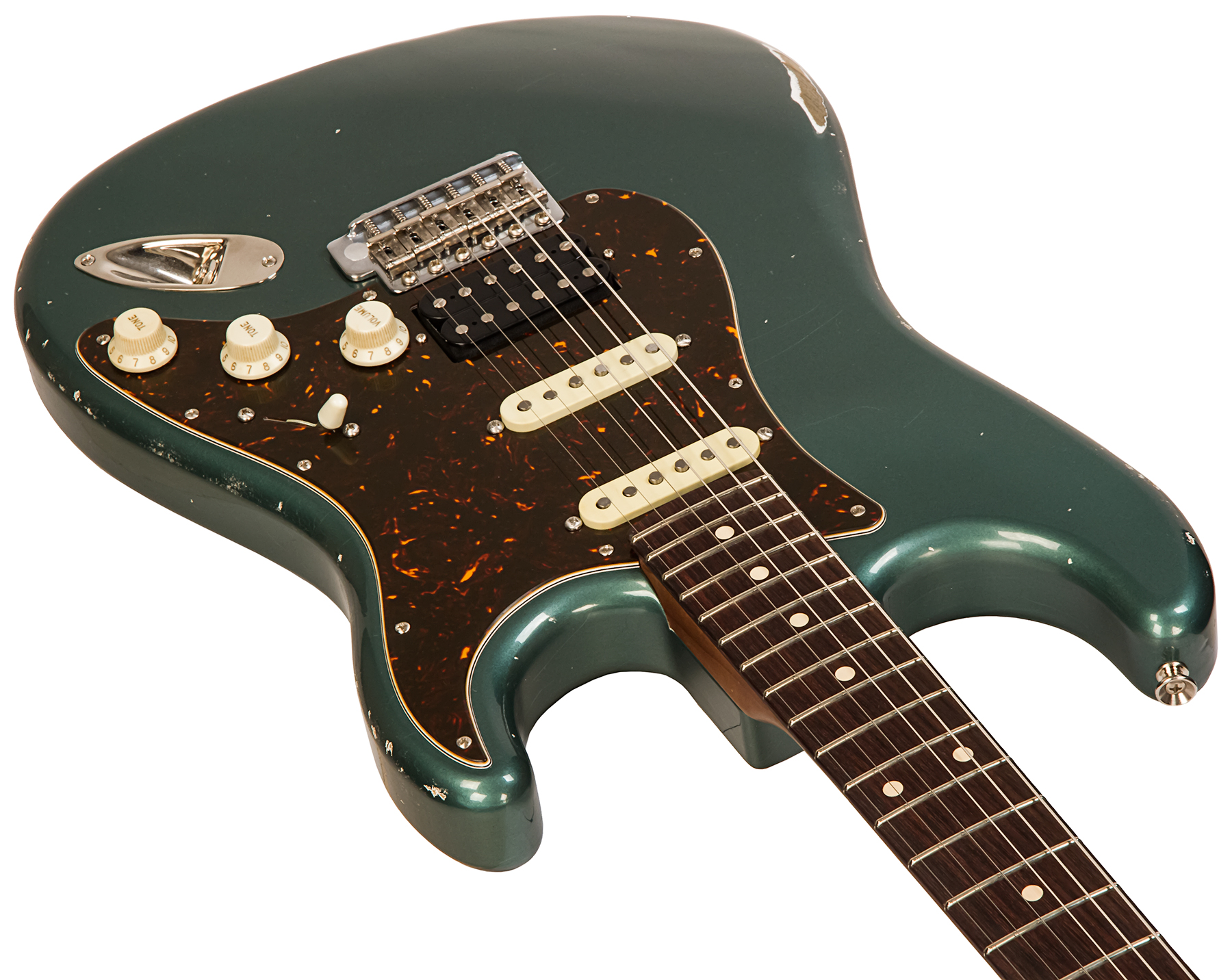 Xotic Xsc-2 Ash Calif. Class Hss Trem Rw #2094 - Medium Aging Sherwood Green - Elektrische gitaar in Str-vorm - Variation 1